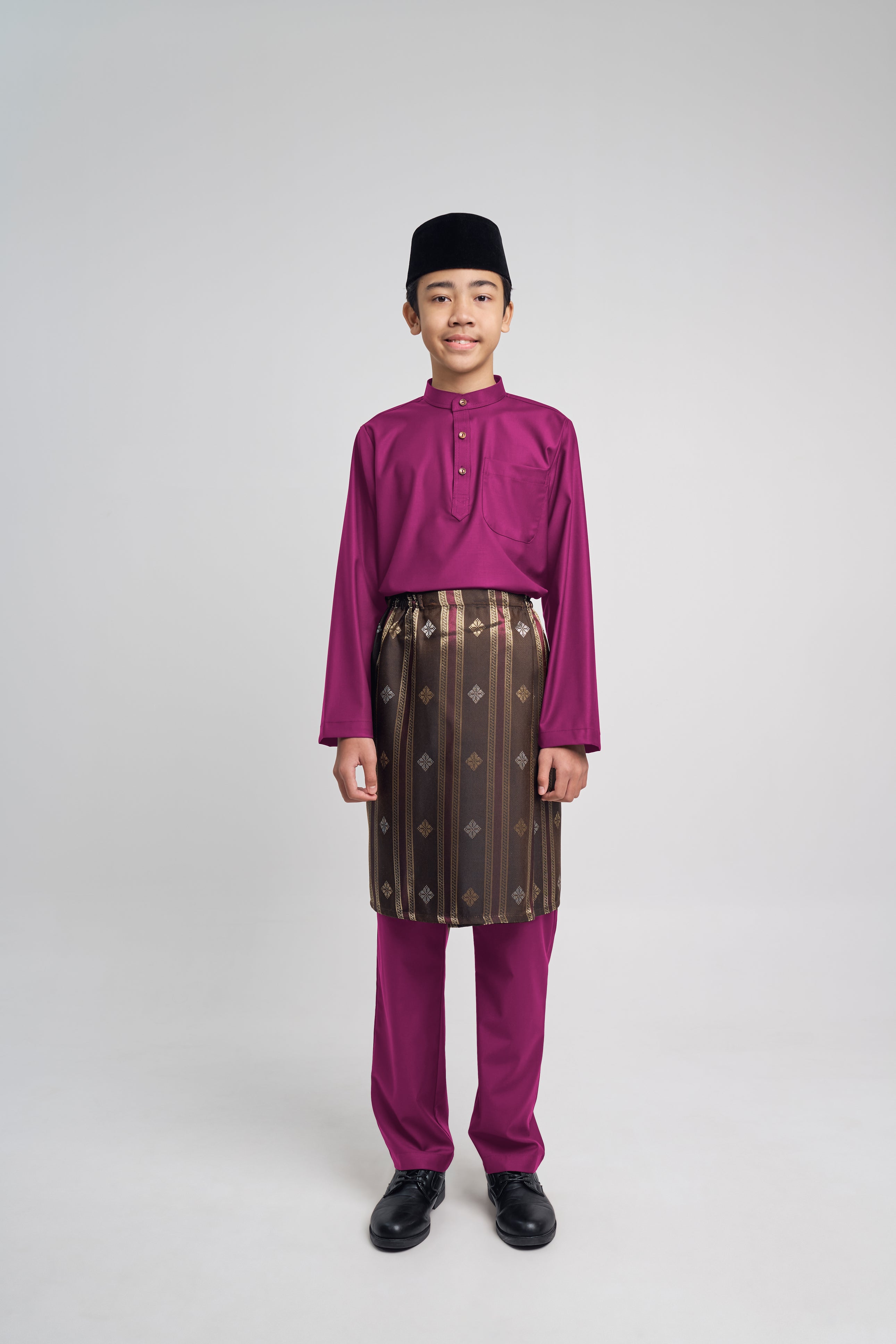 Patawali Boys Baju Melayu Cekak Musang - Purple Manggis
