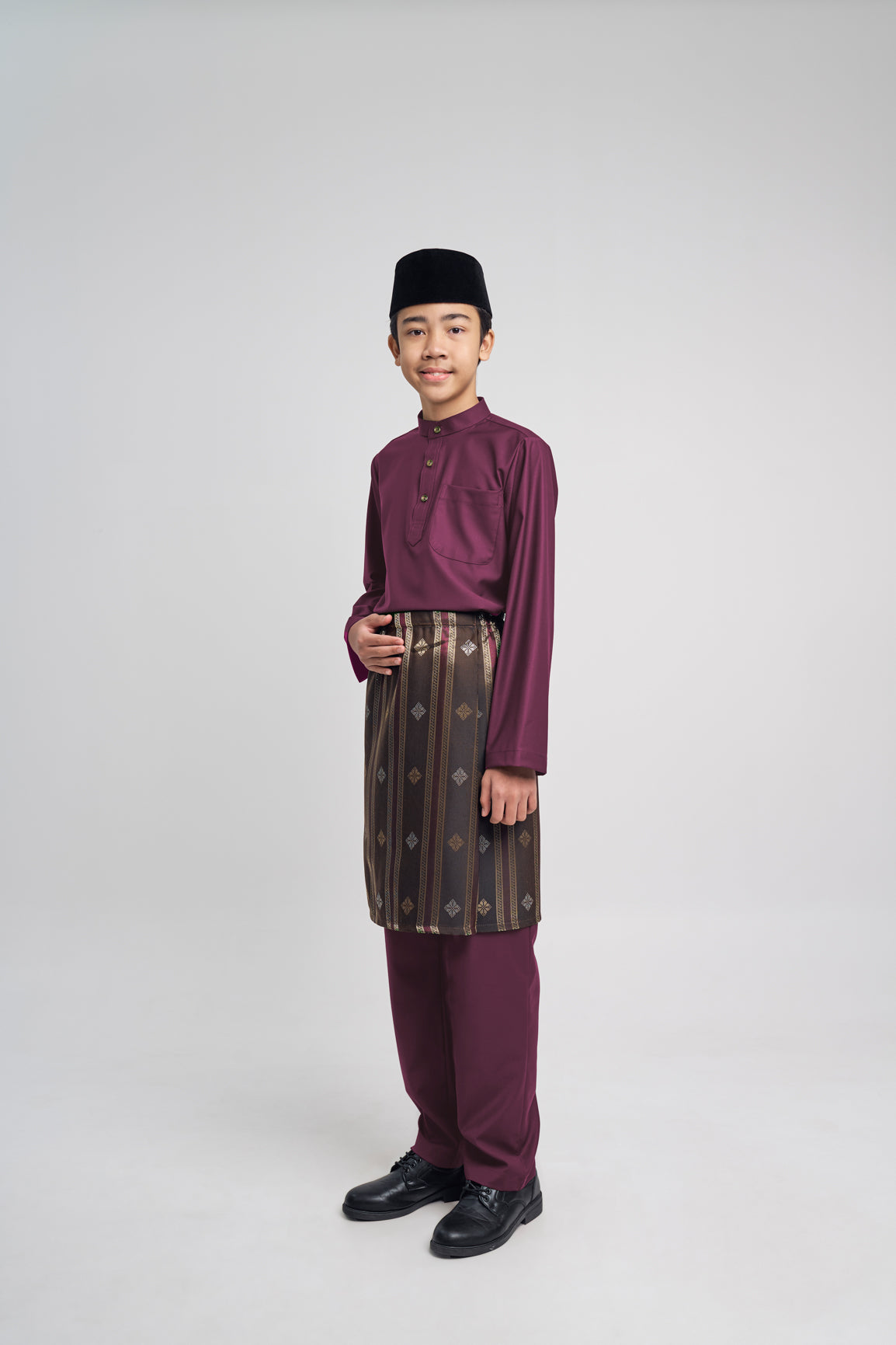 Patawali Boys Baju Melayu Cekak Musang - Purple Manggis