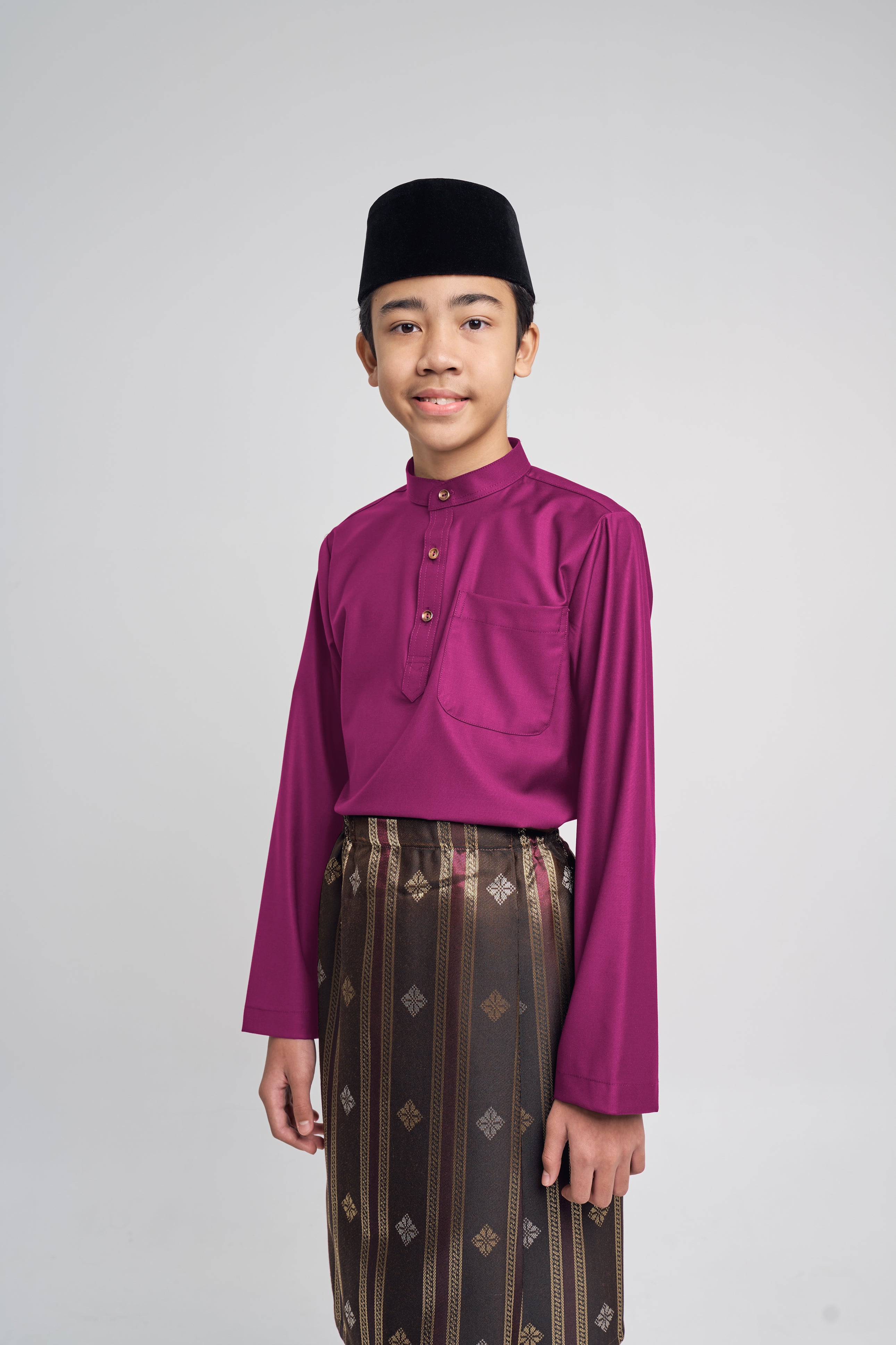 Patawali Boys Baju Melayu Cekak Musang - Purple Manggis