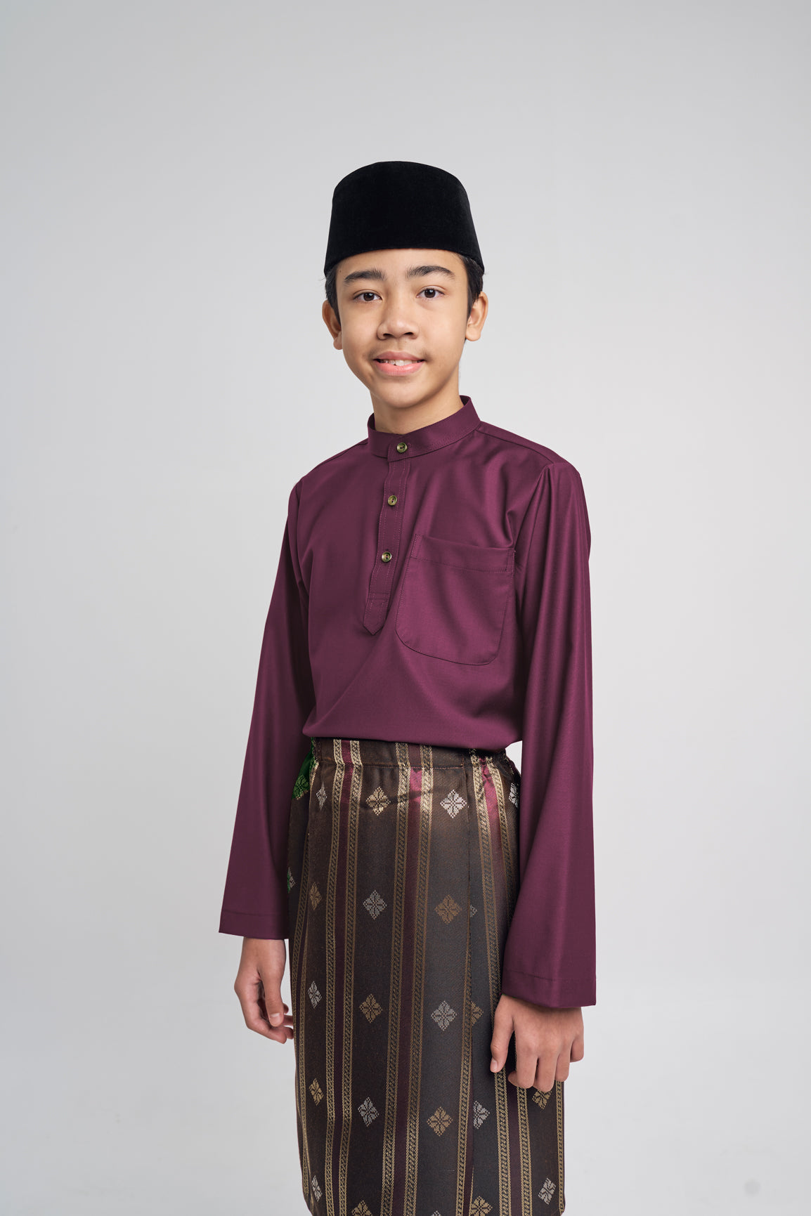 Patawali Boys Baju Melayu Cekak Musang - Purple Manggis