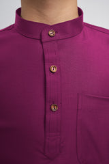 Patawali Boys Baju Melayu Cekak Musang - Purple Manggis