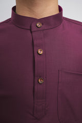 Patawali Boys Baju Melayu Cekak Musang - Purple Manggis