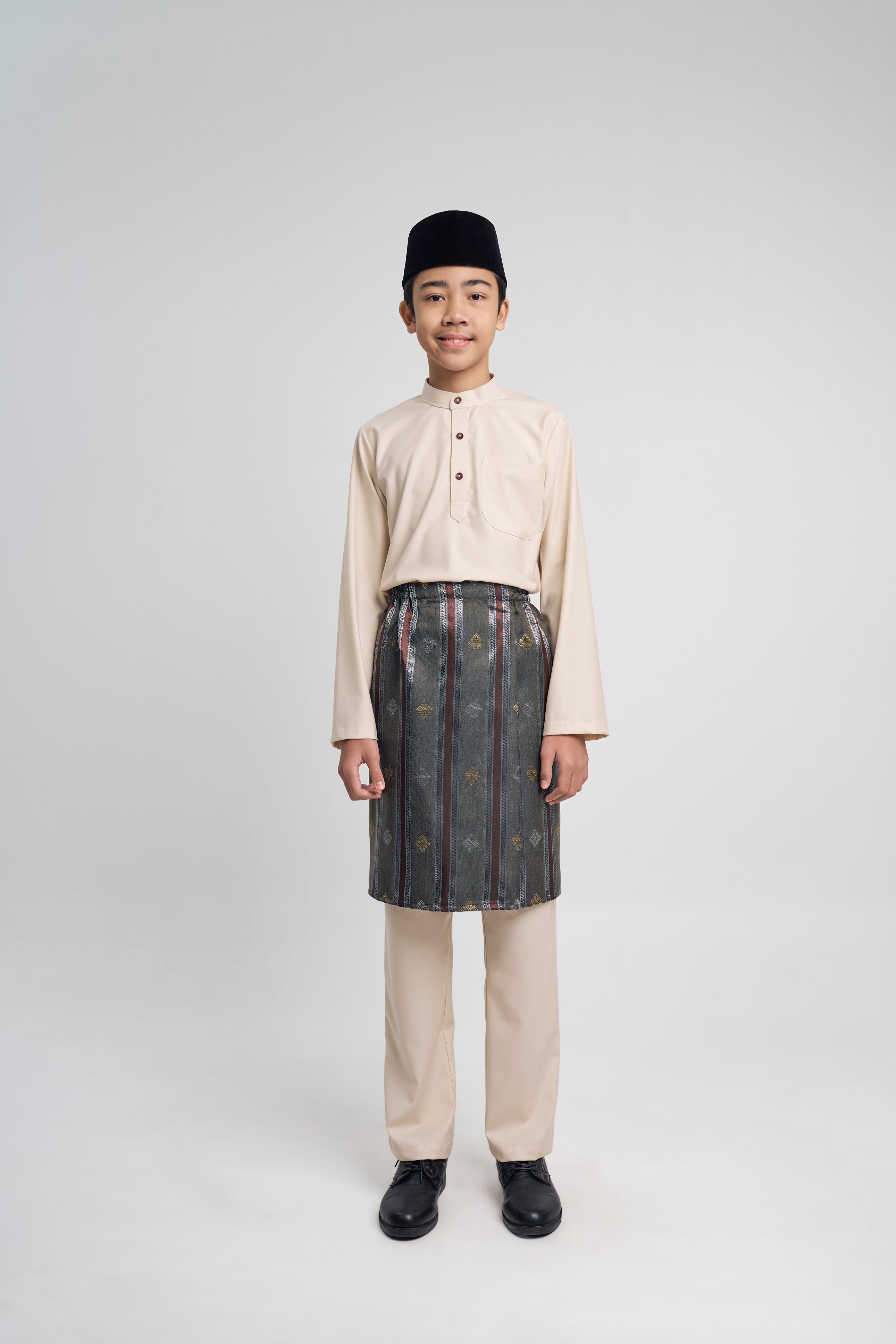 Patawali Boys Baju Melayu Cekak Musang - Ecru Beige