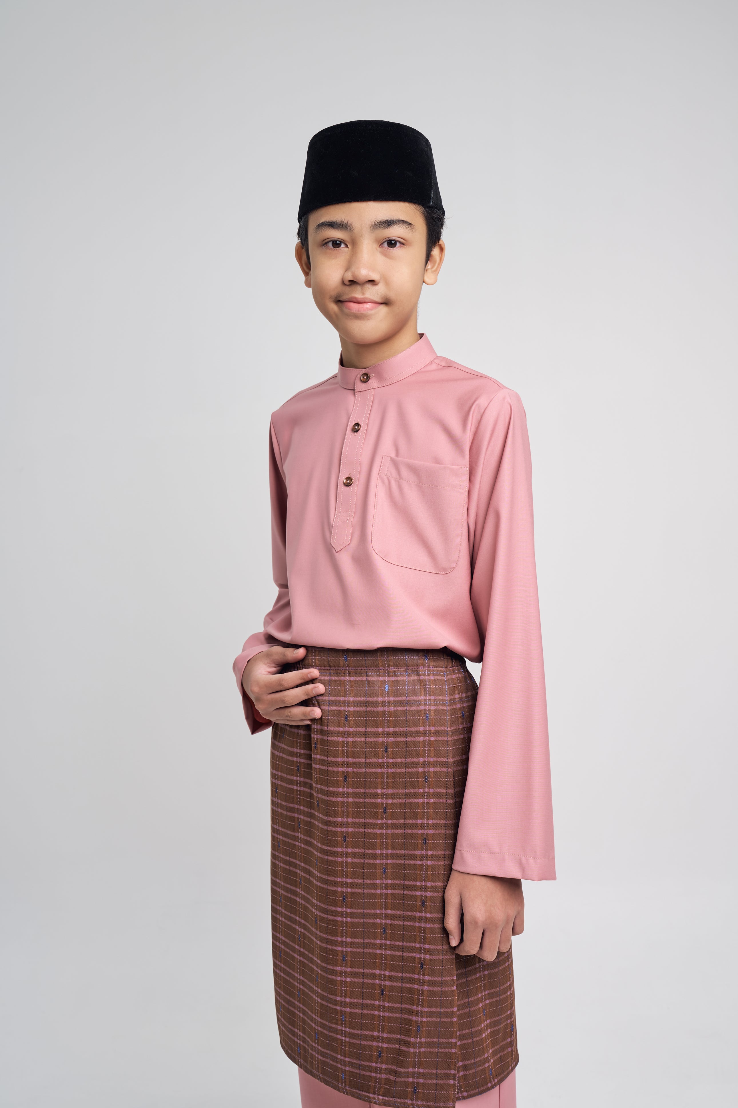 Patawali Boys Baju Melayu Cekak Musang - Dusty Pink