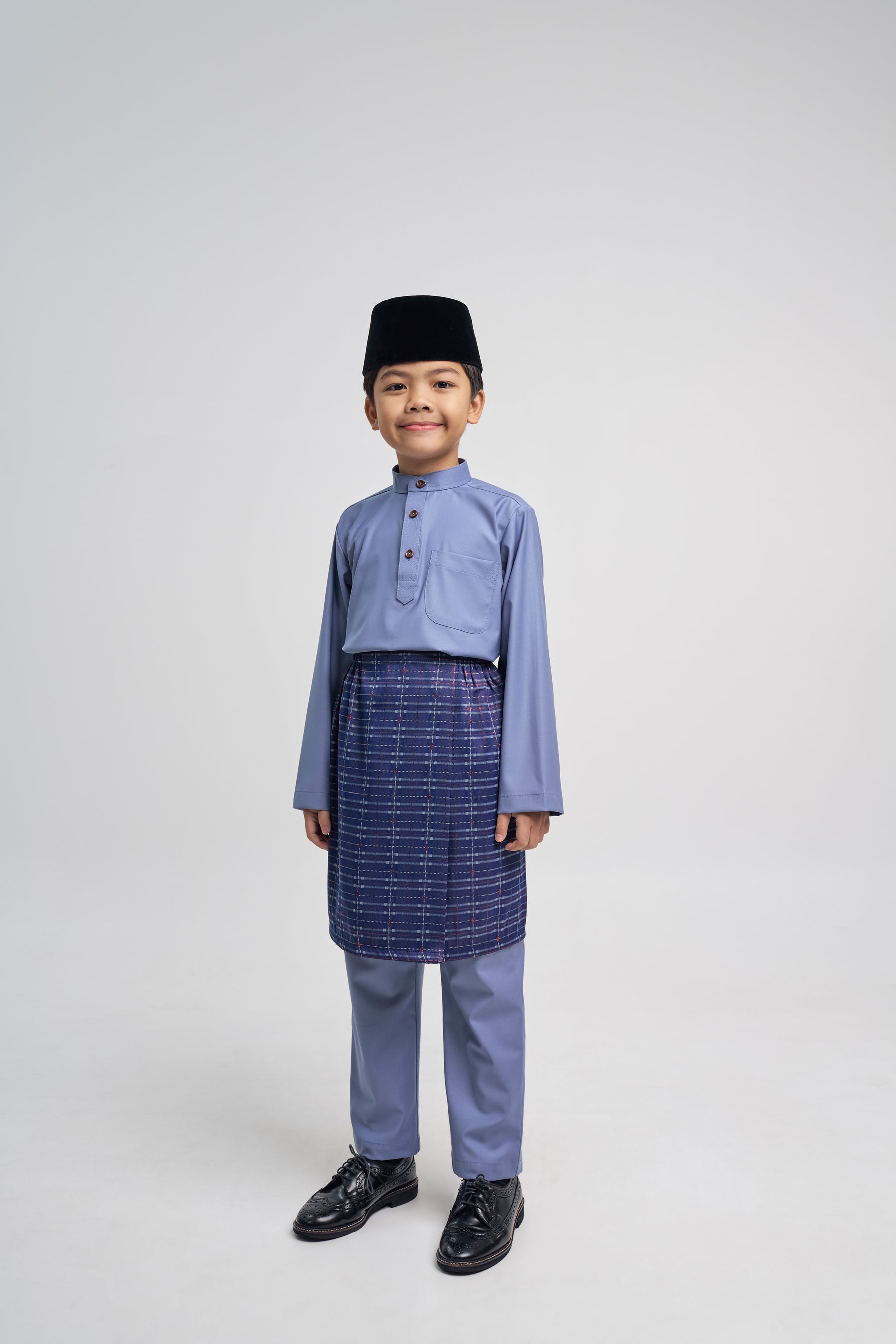 Patawali Boys Baju Melayu Cekak Musang - Stone Blue