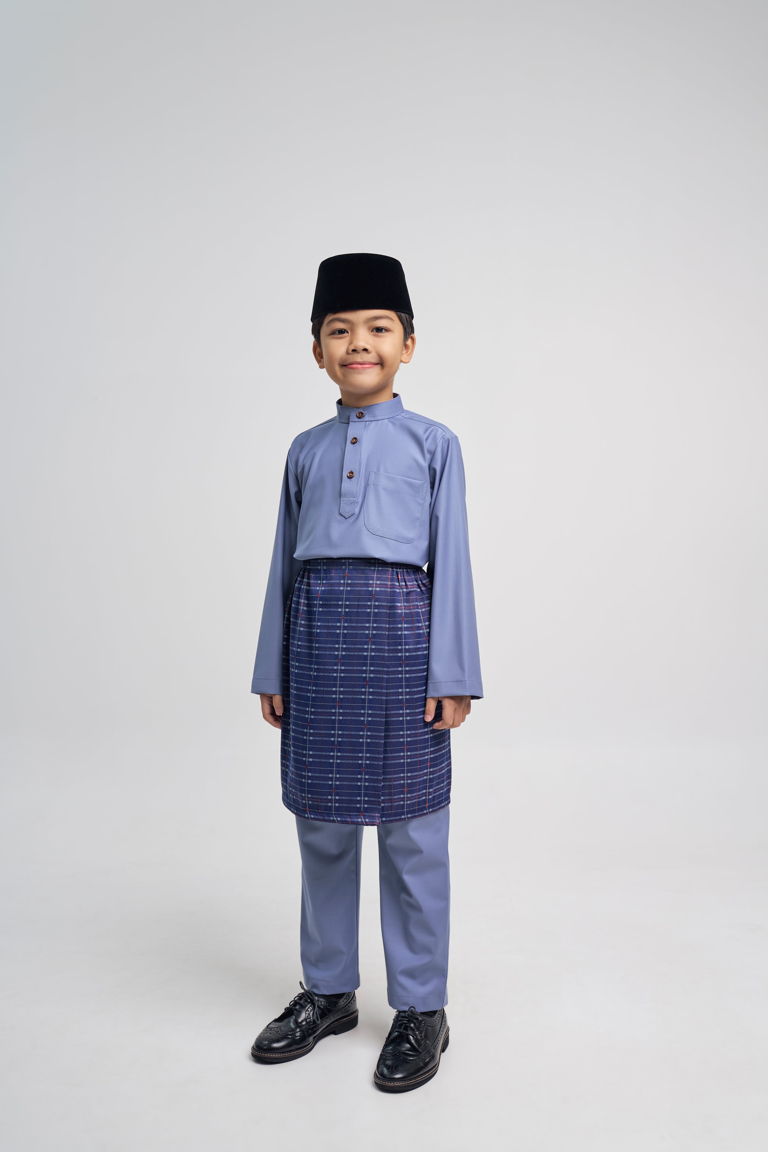 Patawali Boys Baju Melayu Cekak Musang - Stone Blue