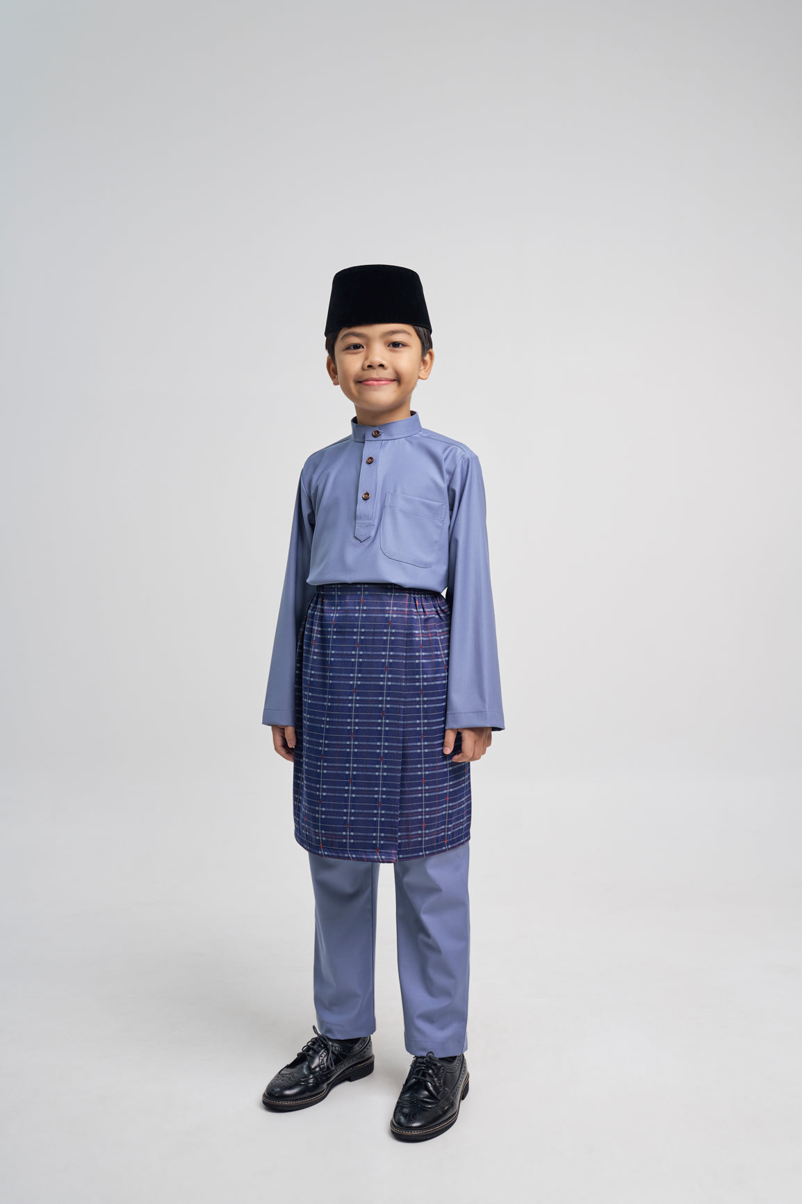 Patawali Boys Baju Melayu Cekak Musang - Stone Blue