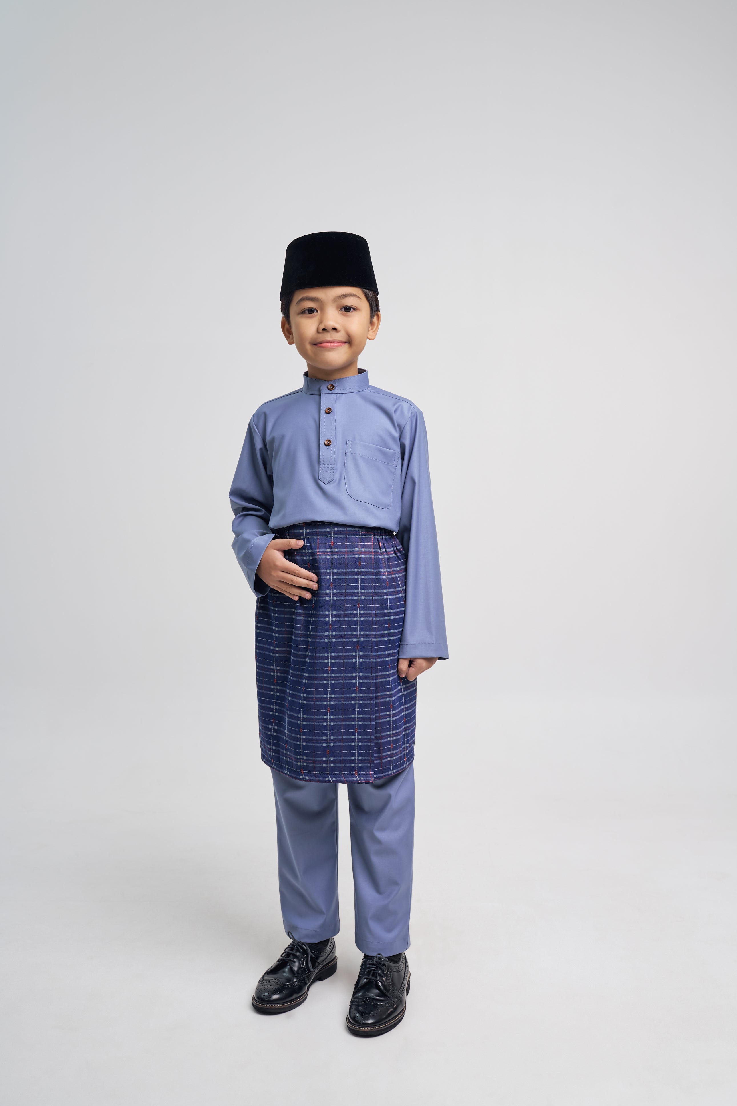 Patawali Boys Baju Melayu Cekak Musang - Stone Blue