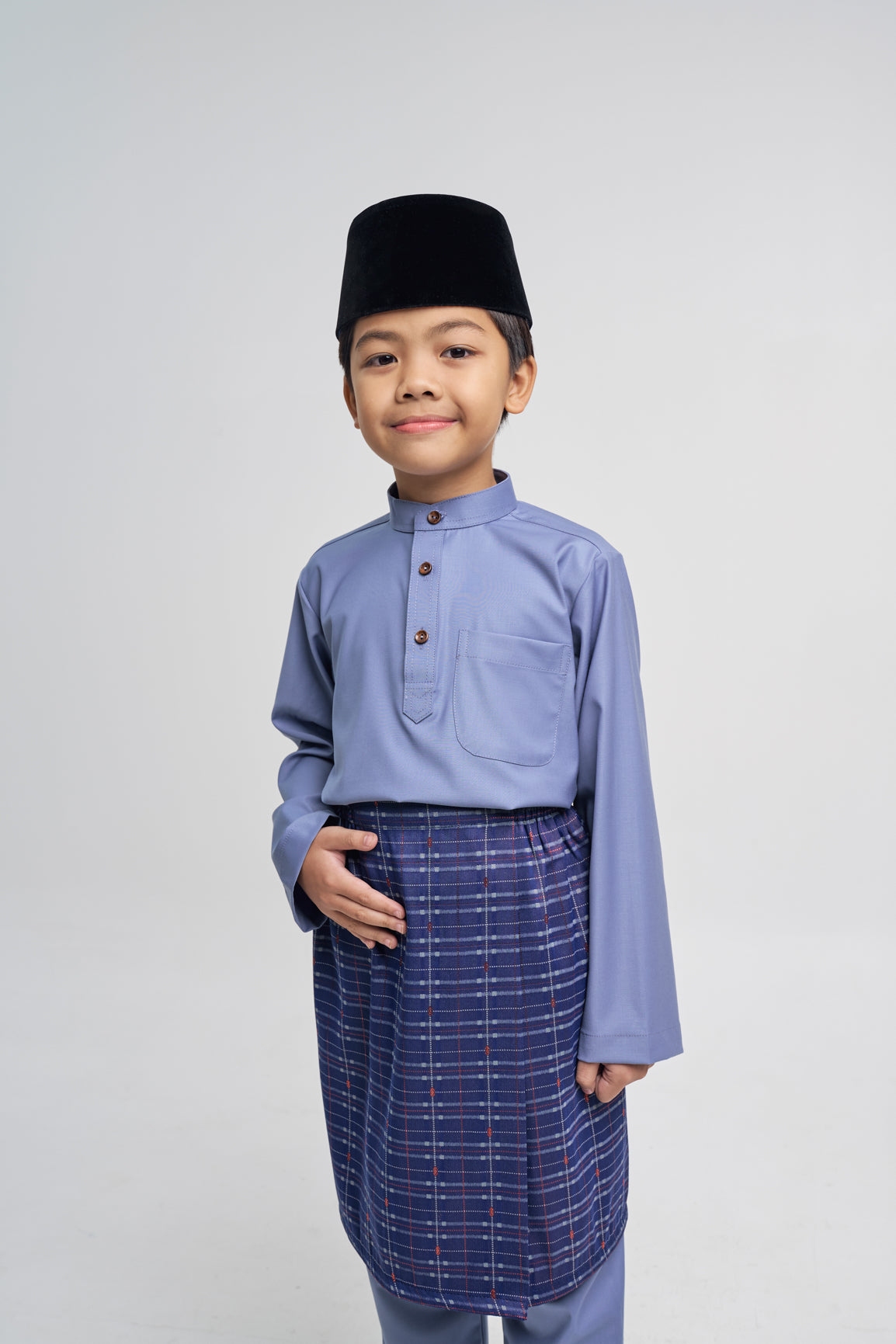 Patawali Boys Baju Melayu Cekak Musang - Stone Blue