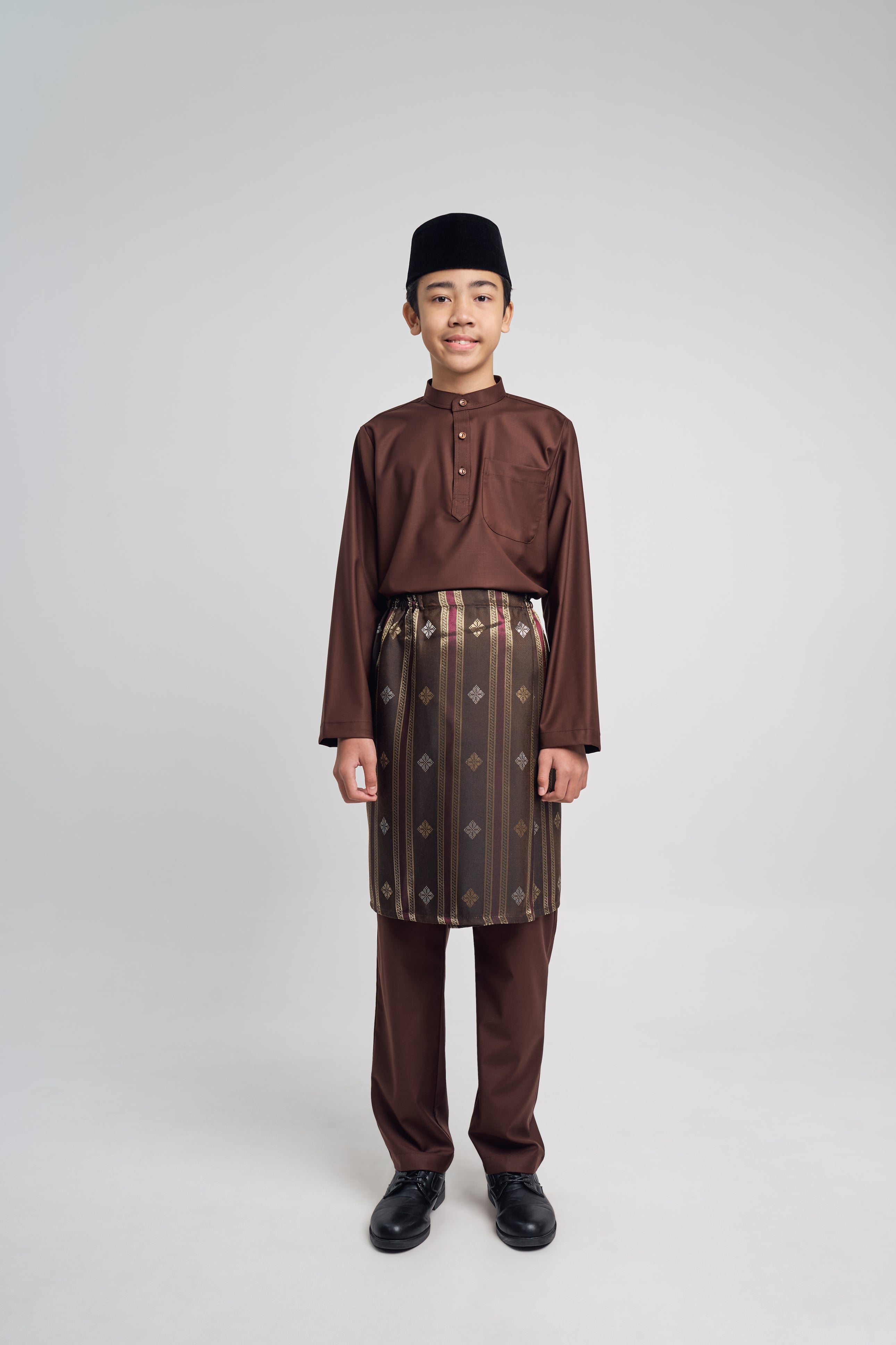 Patawali Boys Baju Melayu Cekak Musang - Dark Brown