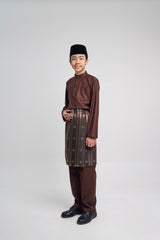 Patawali Boys Baju Melayu Cekak Musang - Dark Brown