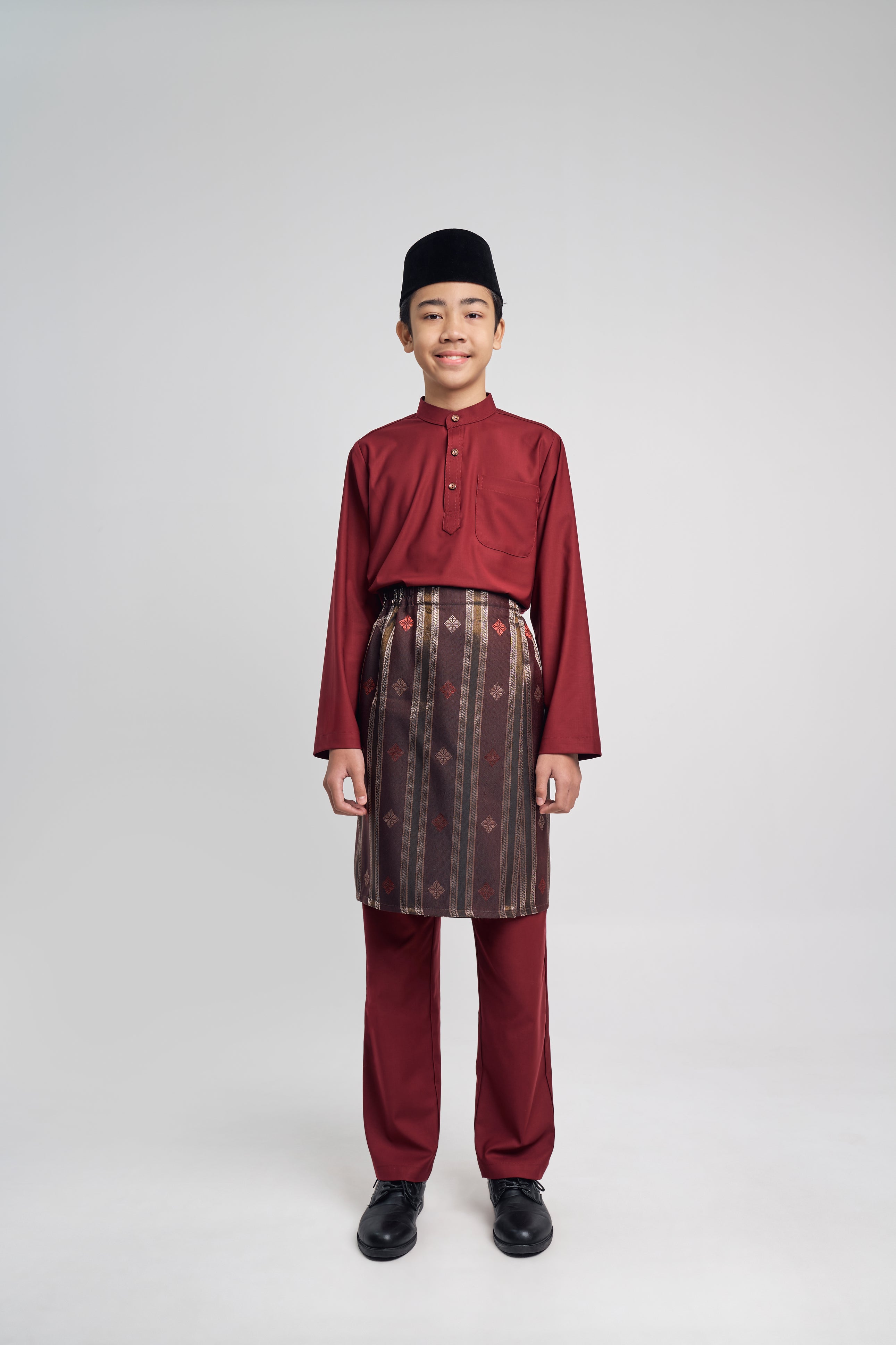 Patawali Boys Baju Melayu Cekak Musang - Mahogany Red