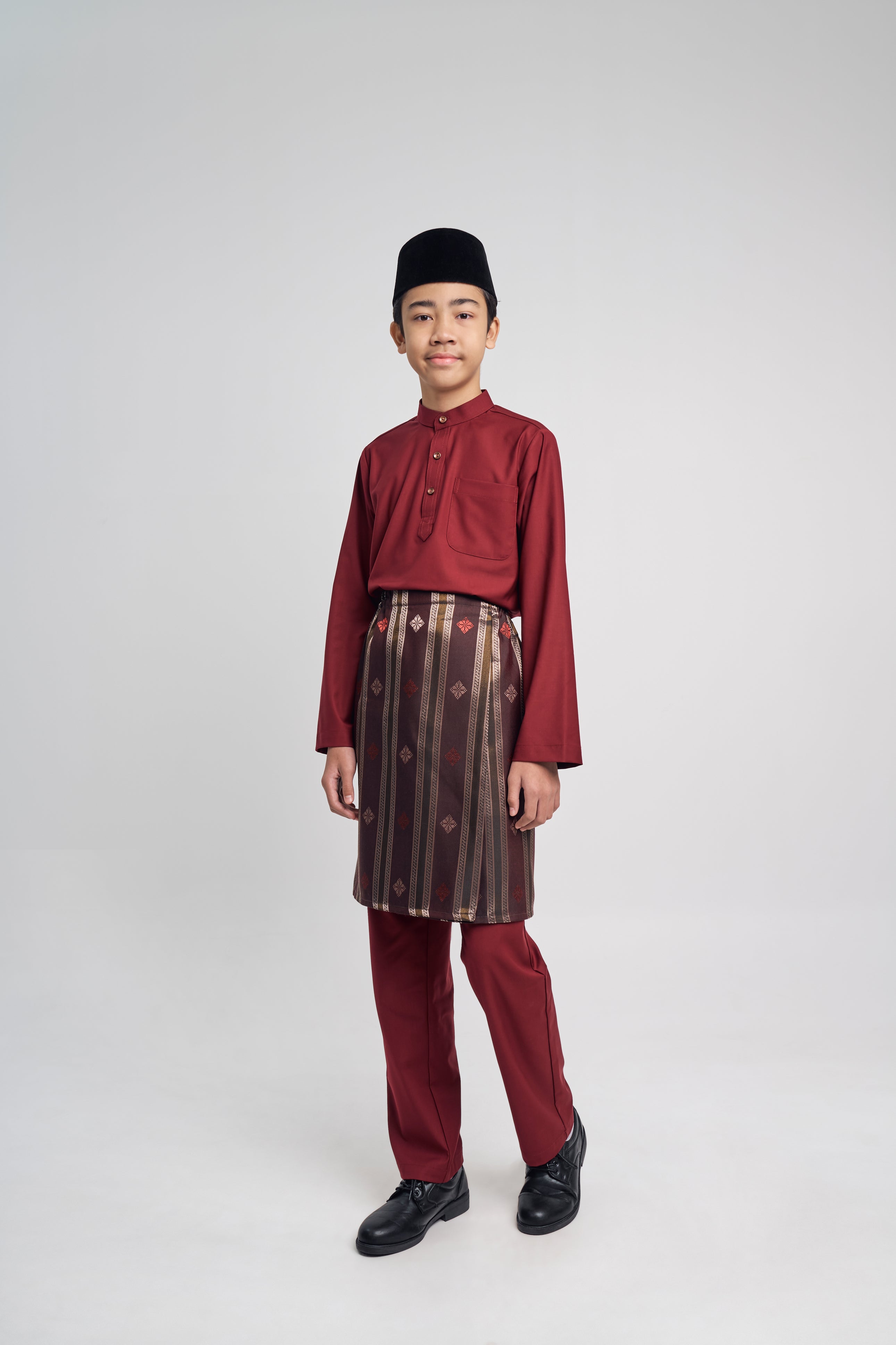 Patawali Boys Baju Melayu Cekak Musang - Mahogany Red