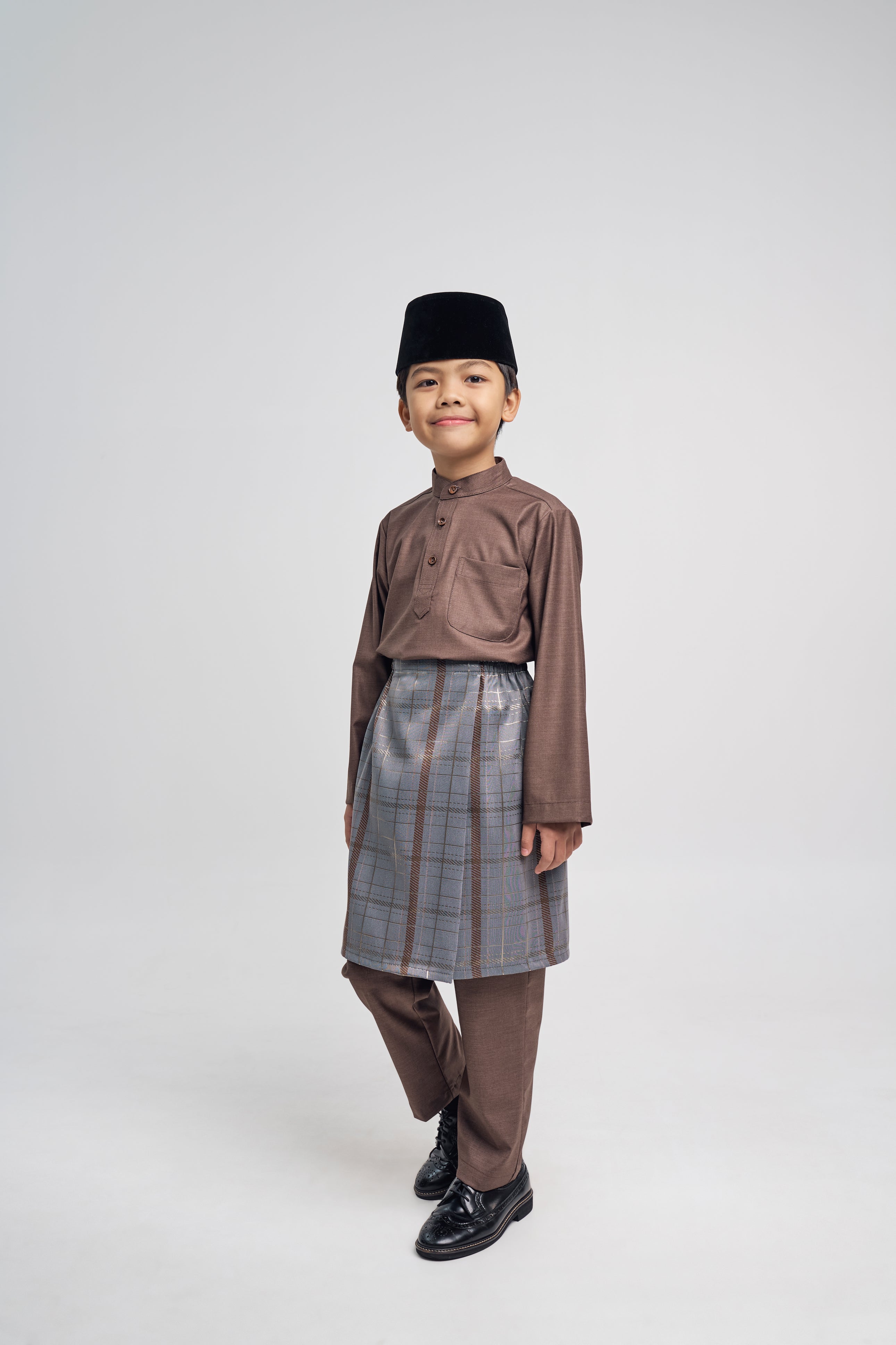 Patawali Boys Baju Melayu Cekak Musang - Espresso