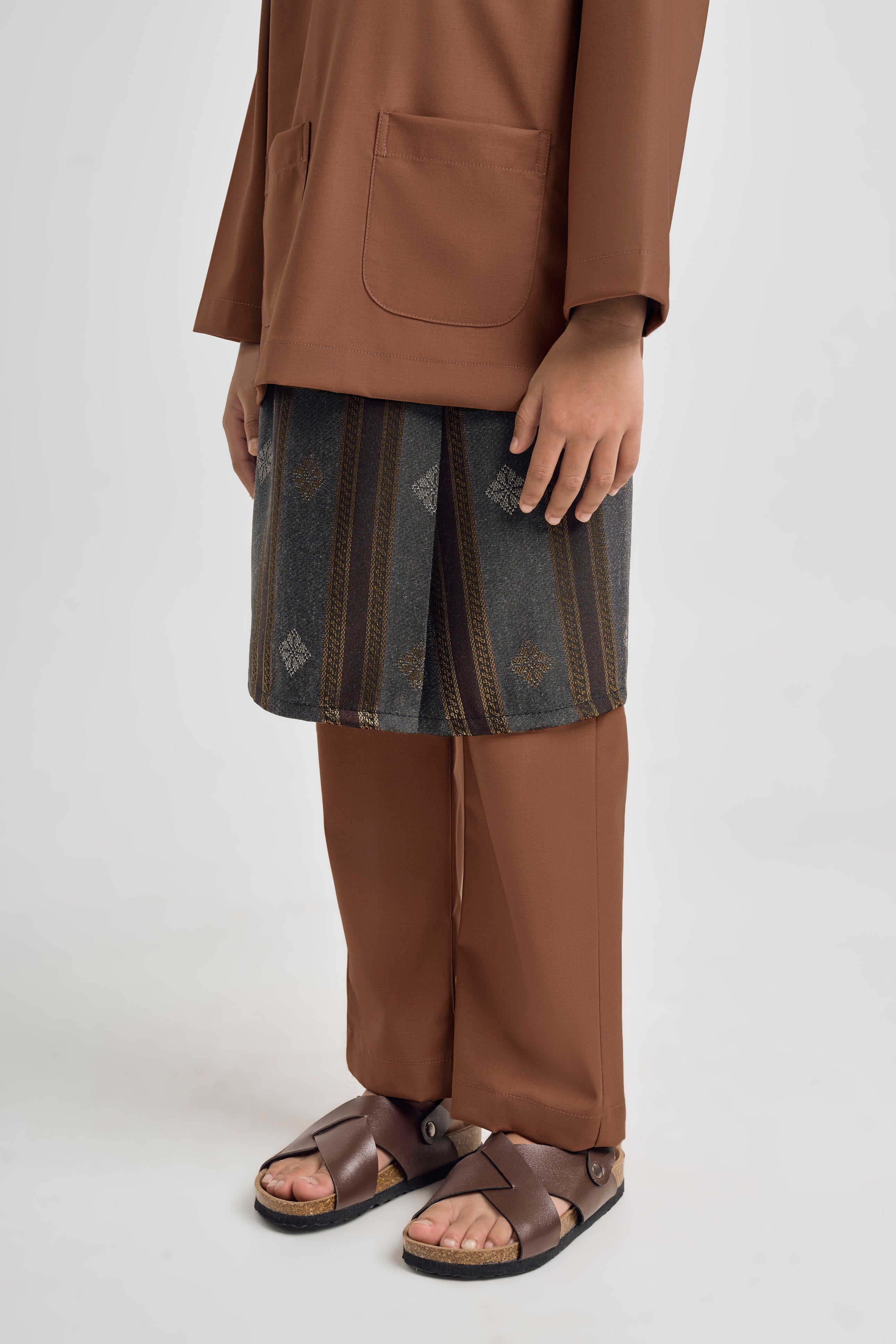 Patawali Boys Baju Melayu Teluk Belanga - Coffee Brown