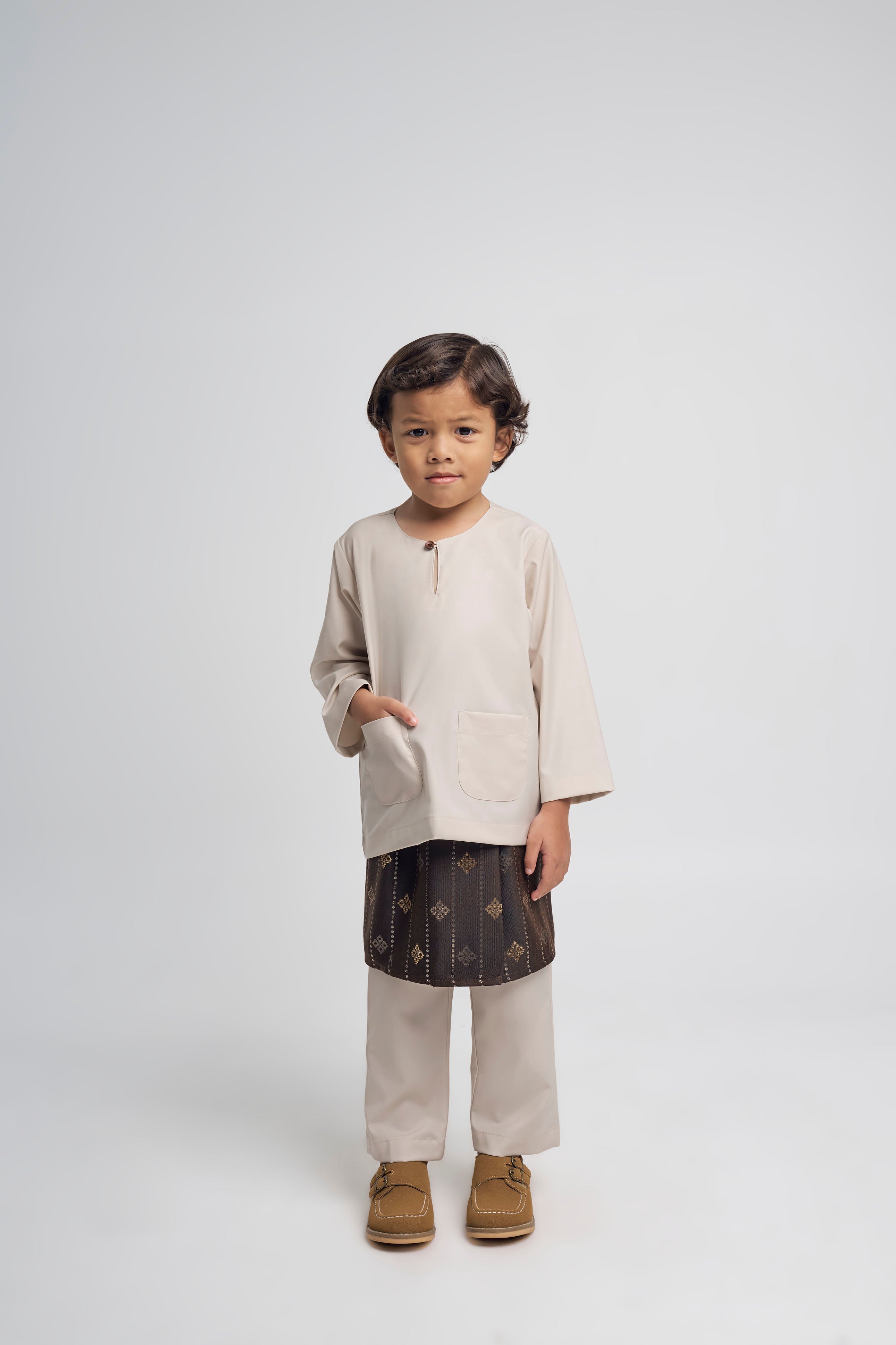 Patawali Boys Baju Melayu Teluk Belanga - Light Taupe