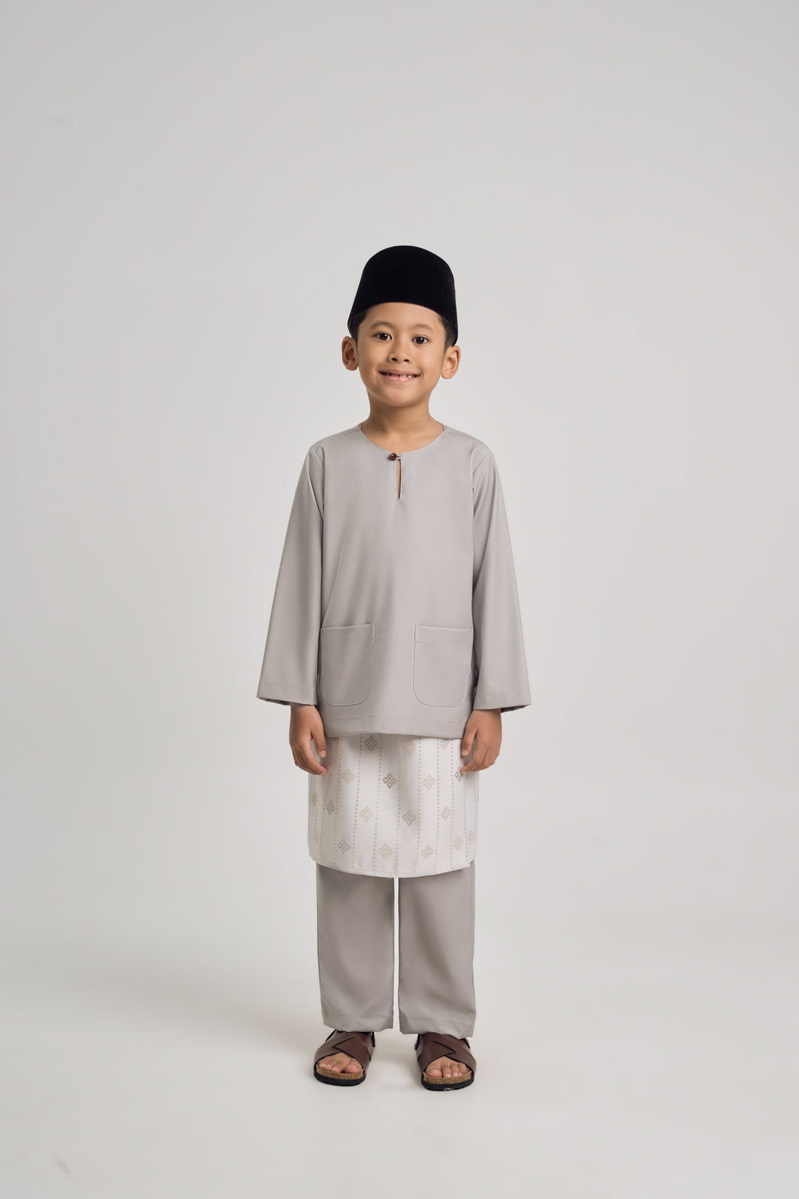 Patawali Boys Baju Melayu Teluk Belanga - Ash Grey