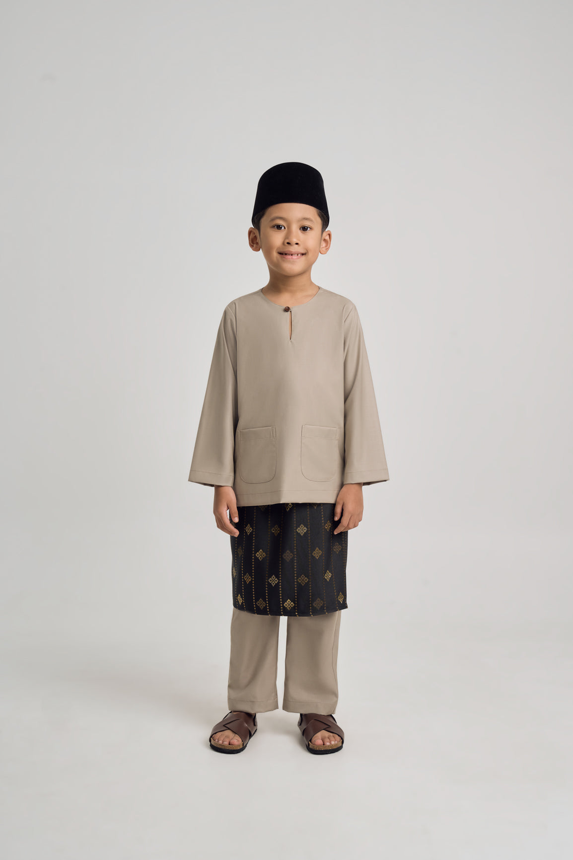 Patawali Boys Baju Melayu Teluk Belanga - Light Olive