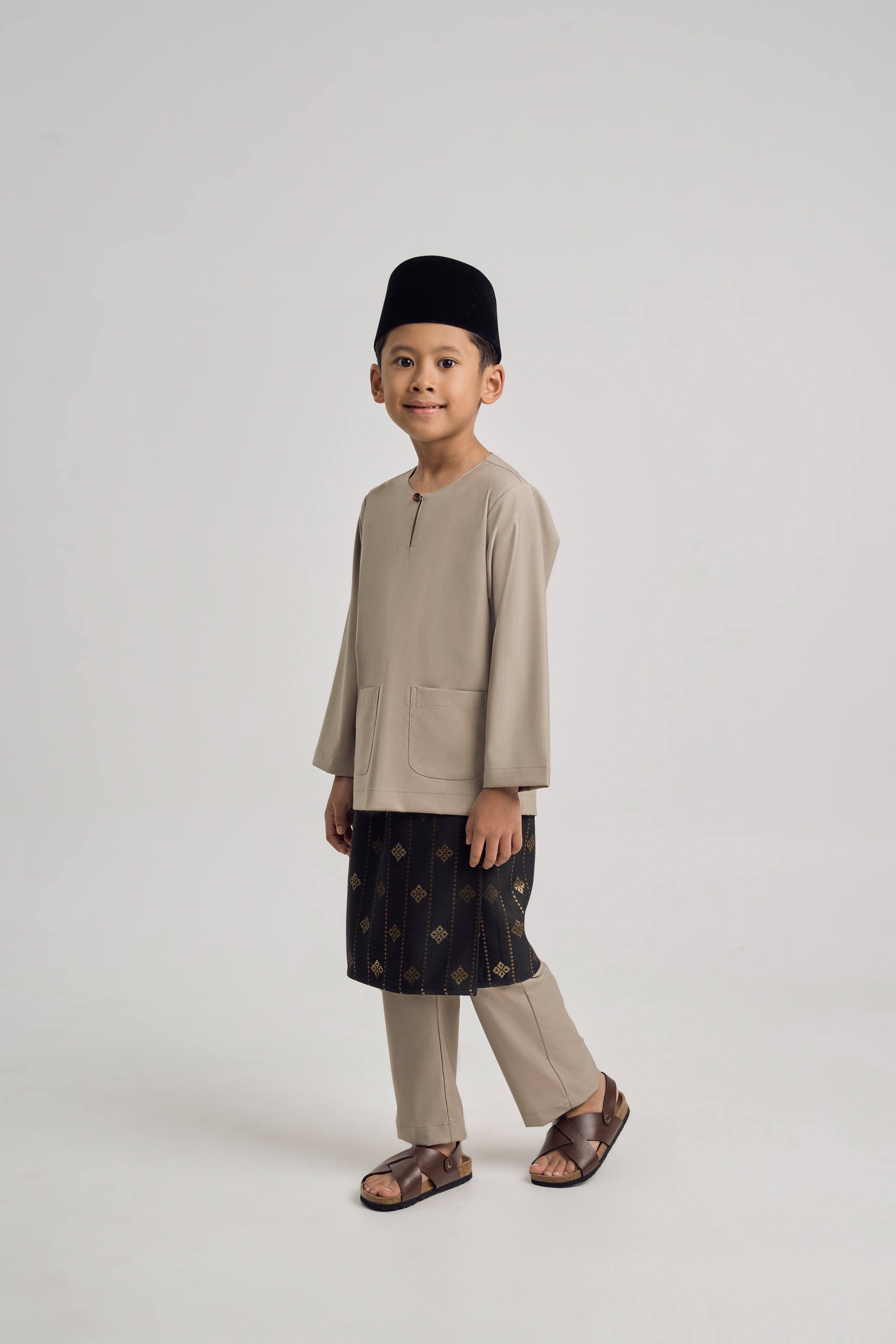 Patawali Boys Baju Melayu Teluk Belanga - Light Olive
