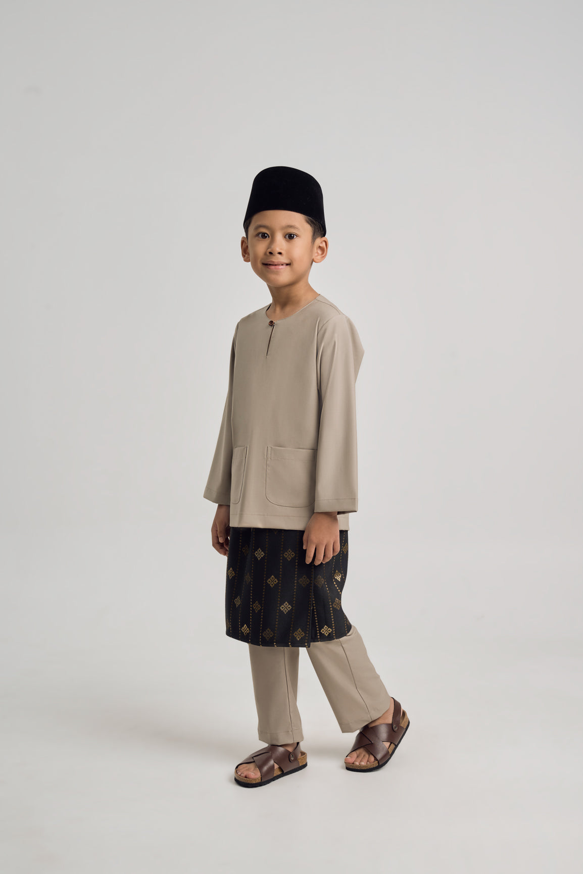 Patawali Boys Baju Melayu Teluk Belanga - Light Olive