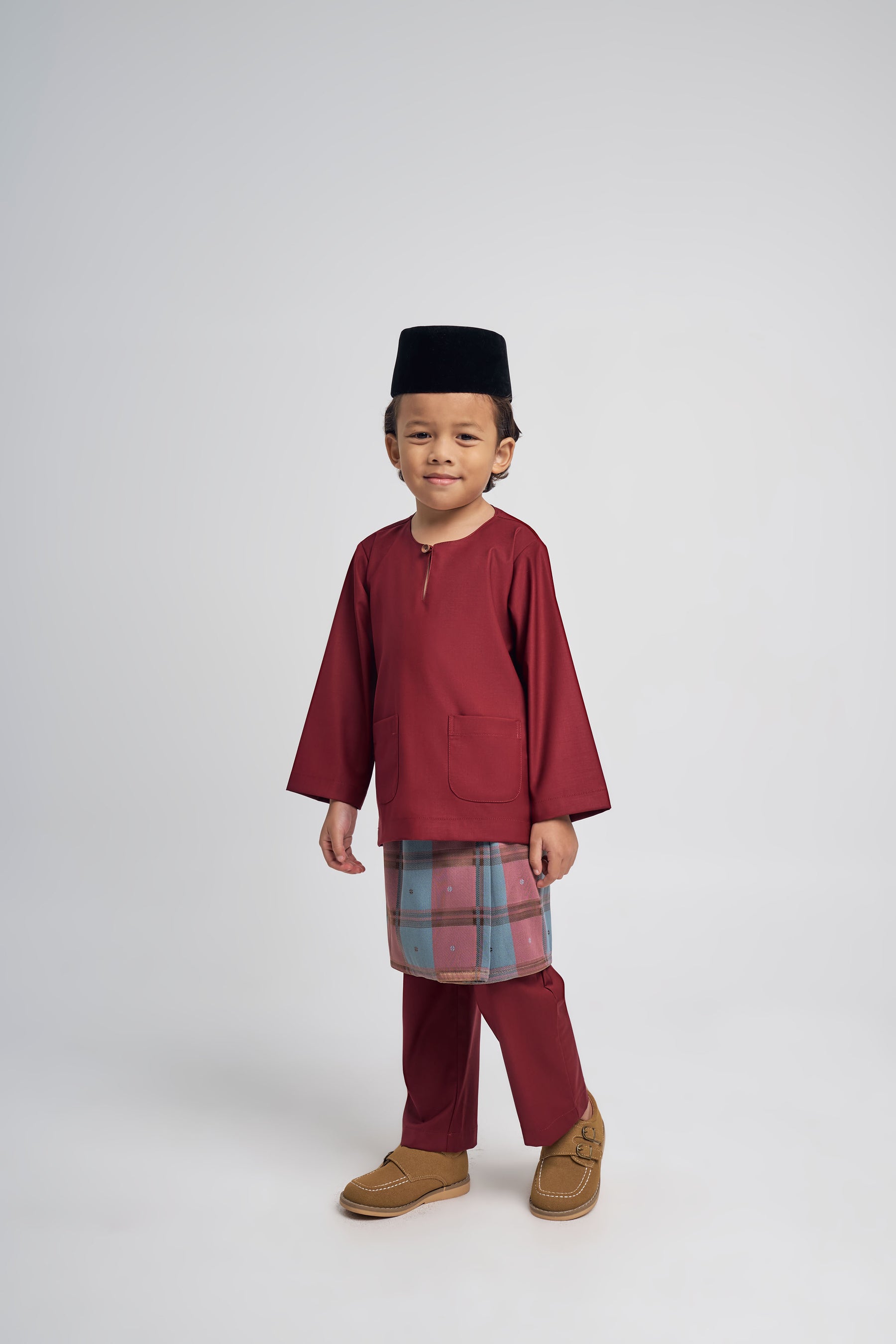 Patawali Boys Baju Melayu Teluk Belanga - Mahogany Red