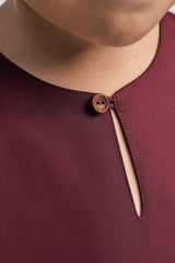 Patawali Boys Baju Melayu Teluk Belanga - Burgundy Red