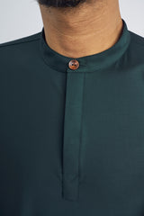 Patawali Collared Top  - Deep Green