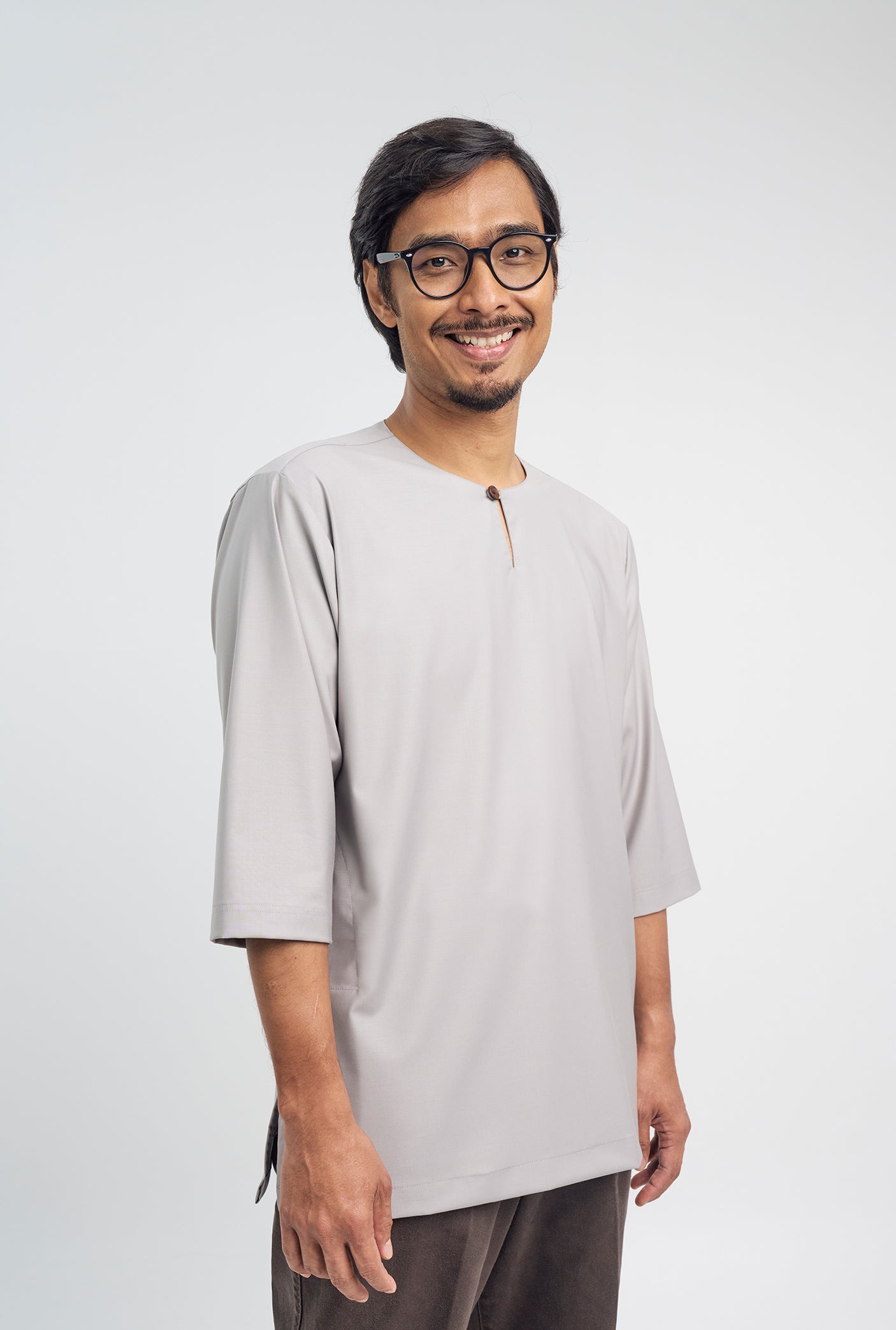 Patawali Three Quarter Sleeve Top  - Ash Grey