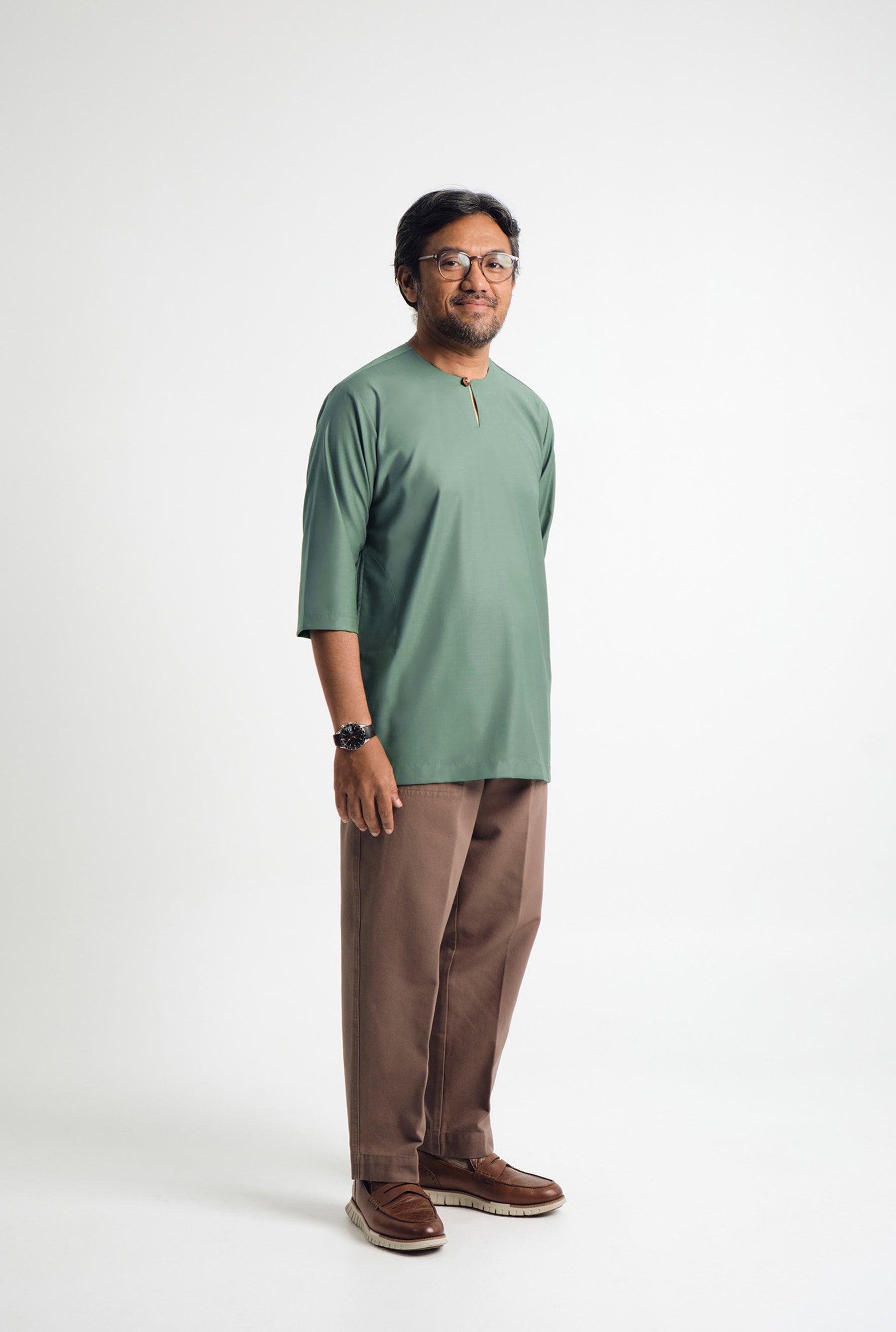 Patawali Three Quarter Sleeve Top  - Grass Green