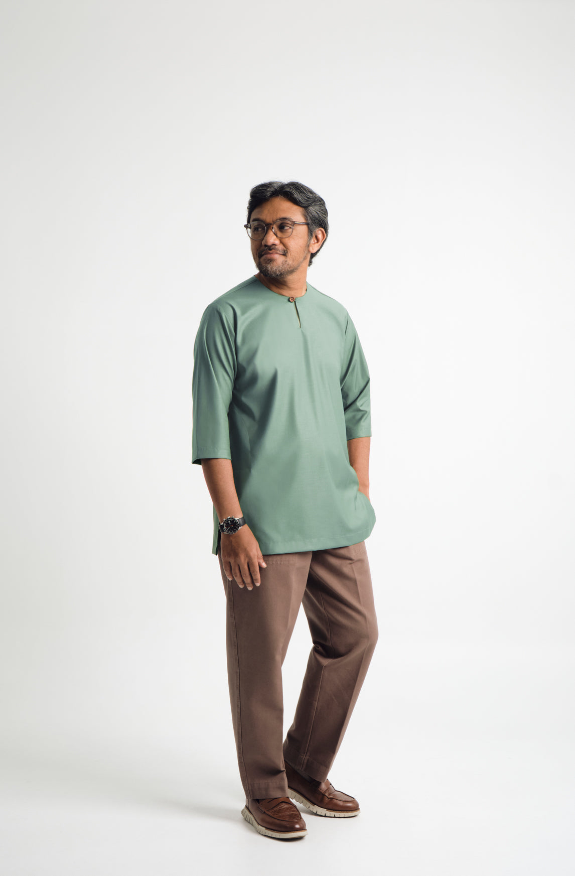 Patawali Three Quarter Sleeve Top  - Grass Green