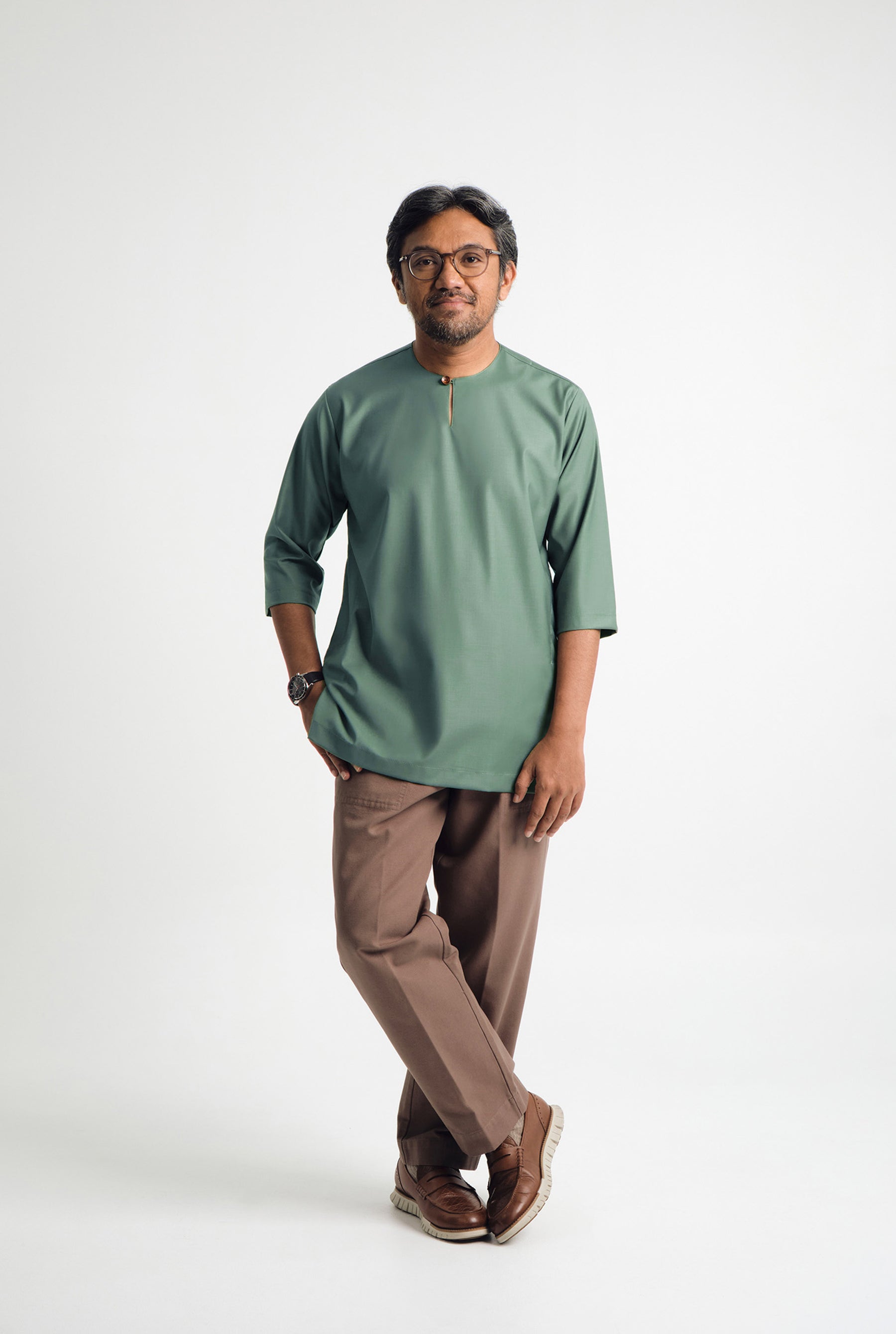 Patawali Three Quarter Sleeve Top  - Grass Green