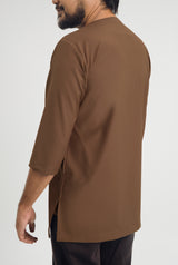 Patawali Three Quarter Sleeve Top  - Coffee Brown