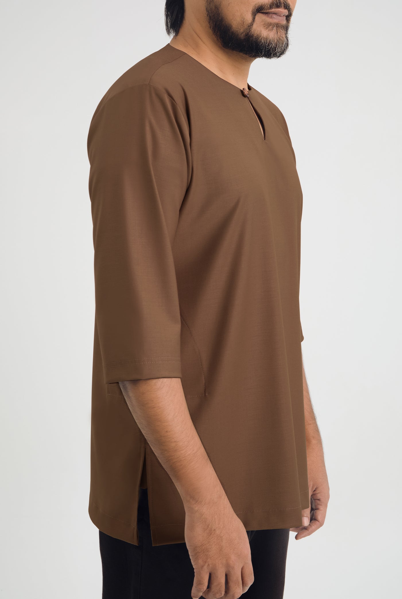 Patawali Three Quarter Sleeve Top  - Coffee Brown