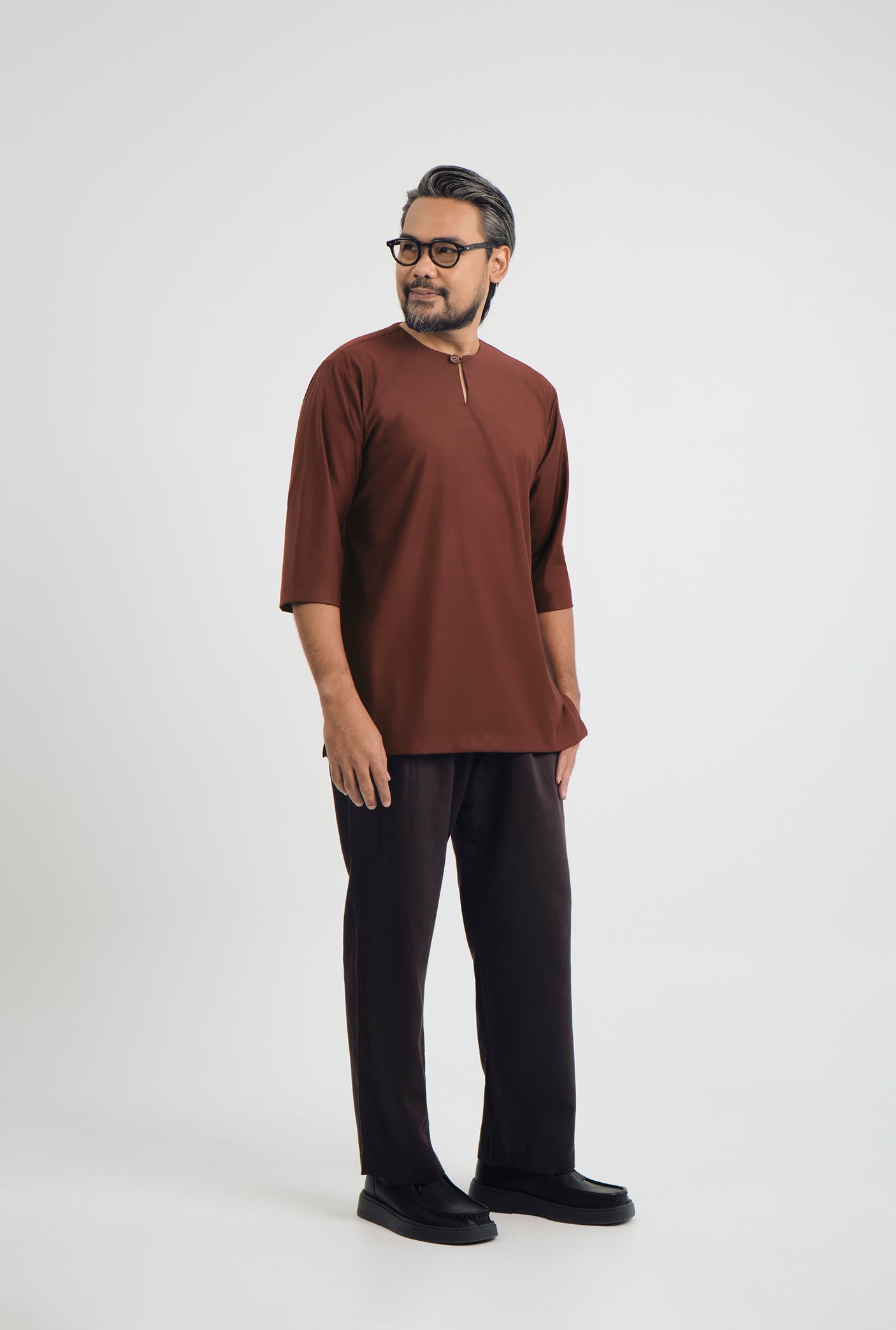 Patawali Three Quarter Sleeve Top  - Bean Brown