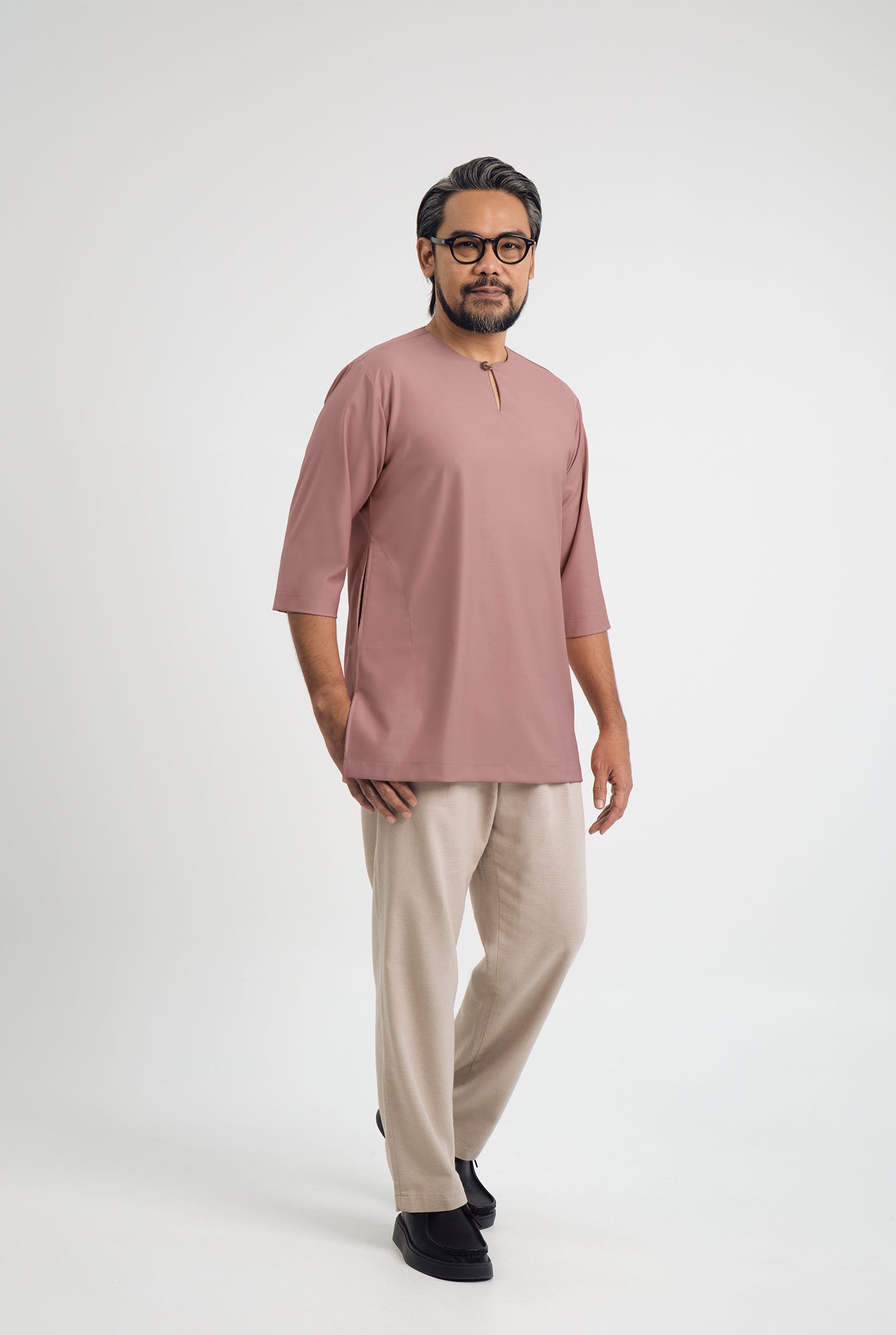 Patawali Three Quarter Sleeve Top  - Smokey Pink