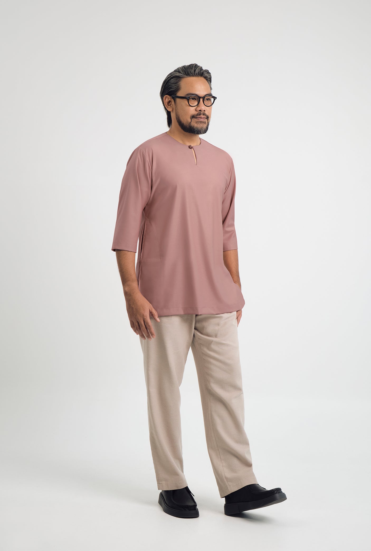 Patawali Three Quarter Sleeve Top  - Smokey Pink