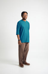 Patawali Three Quarter Sleeve Top  - Turquoise