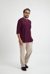 Patawali Three Quarter Sleeve Top  - Purple Manggis