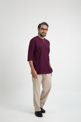 Patawali Three Quarter Sleeve Top  - Purple Manggis