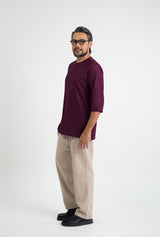 Patawali Three Quarter Sleeve Top  - Purple Manggis