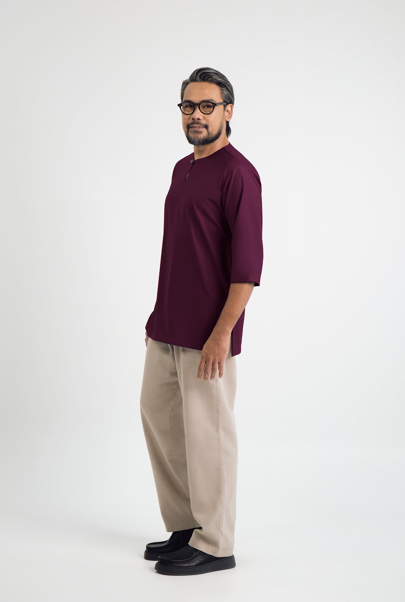 Patawali Three Quarter Sleeve Top  - Purple Manggis