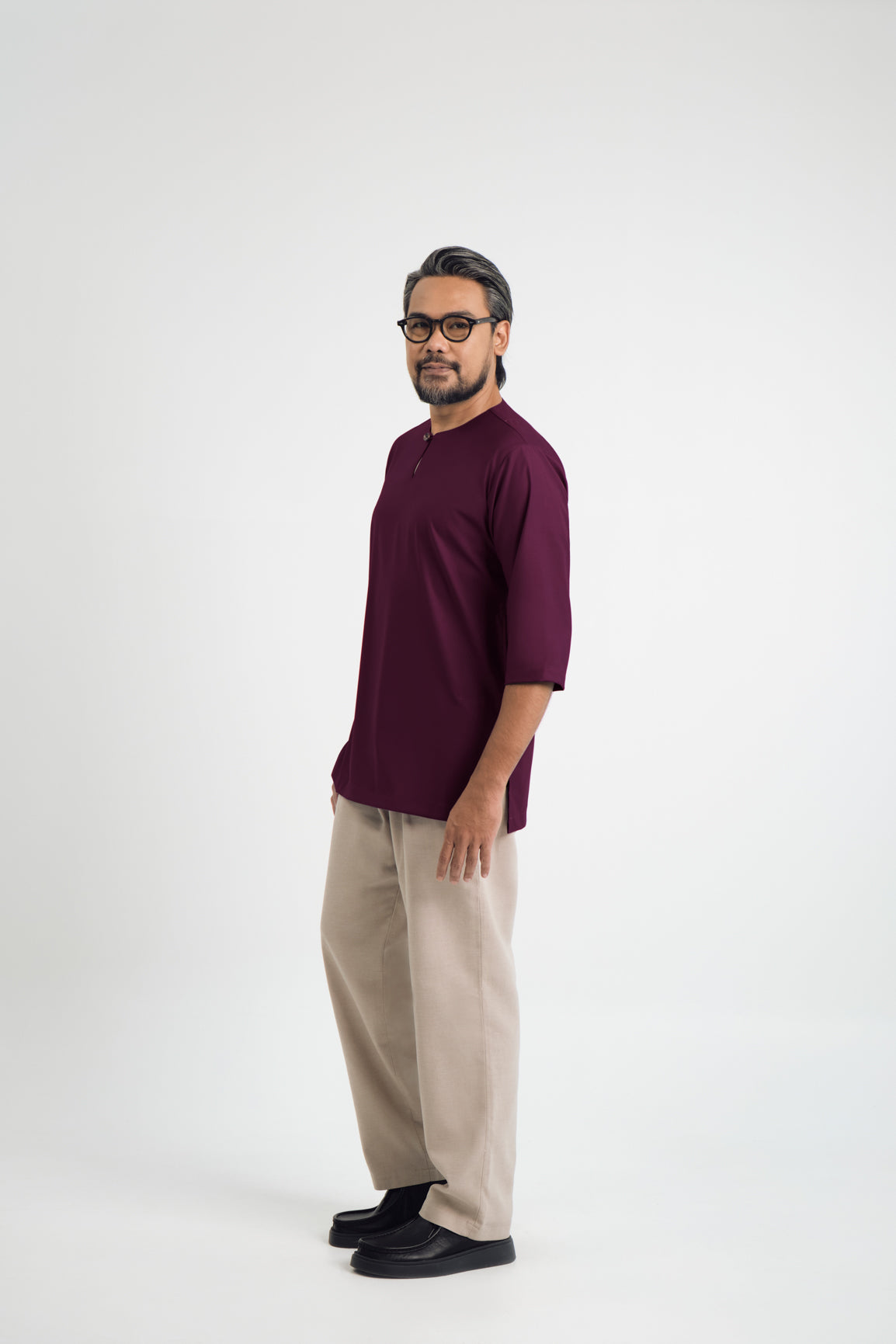 Patawali Three Quarter Sleeve Top  - Purple Manggis
