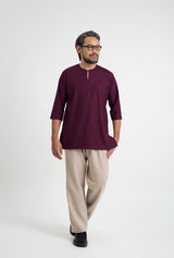 Patawali Three Quarter Sleeve Top  - Purple Manggis