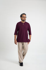Patawali Three Quarter Sleeve Top  - Purple Manggis