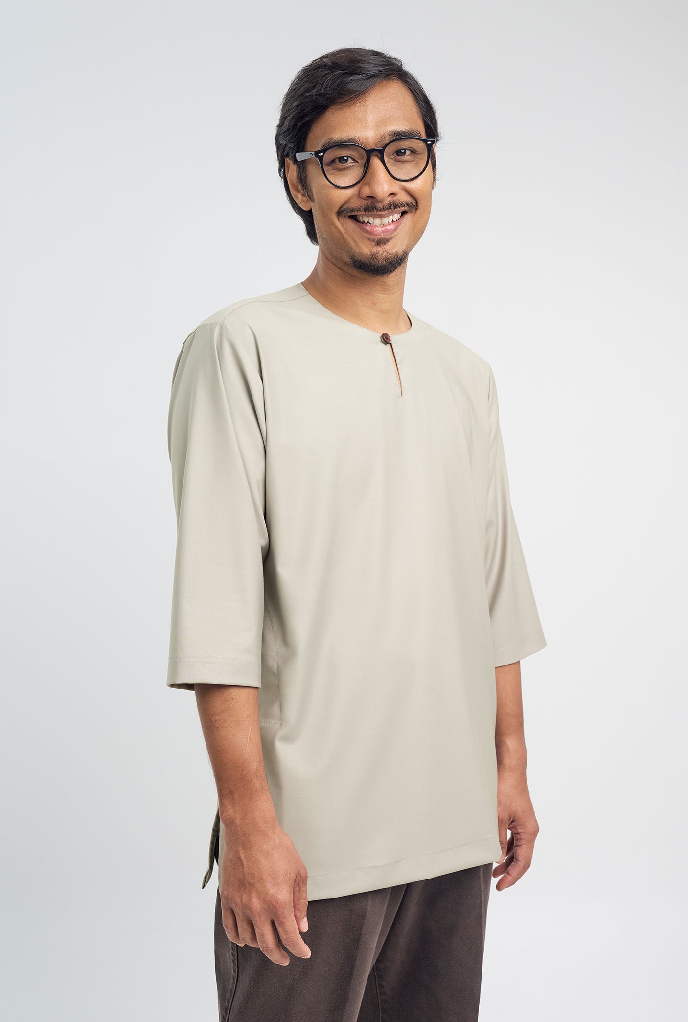 Patawali Three Quarter Sleeve Top  - Light Taupe