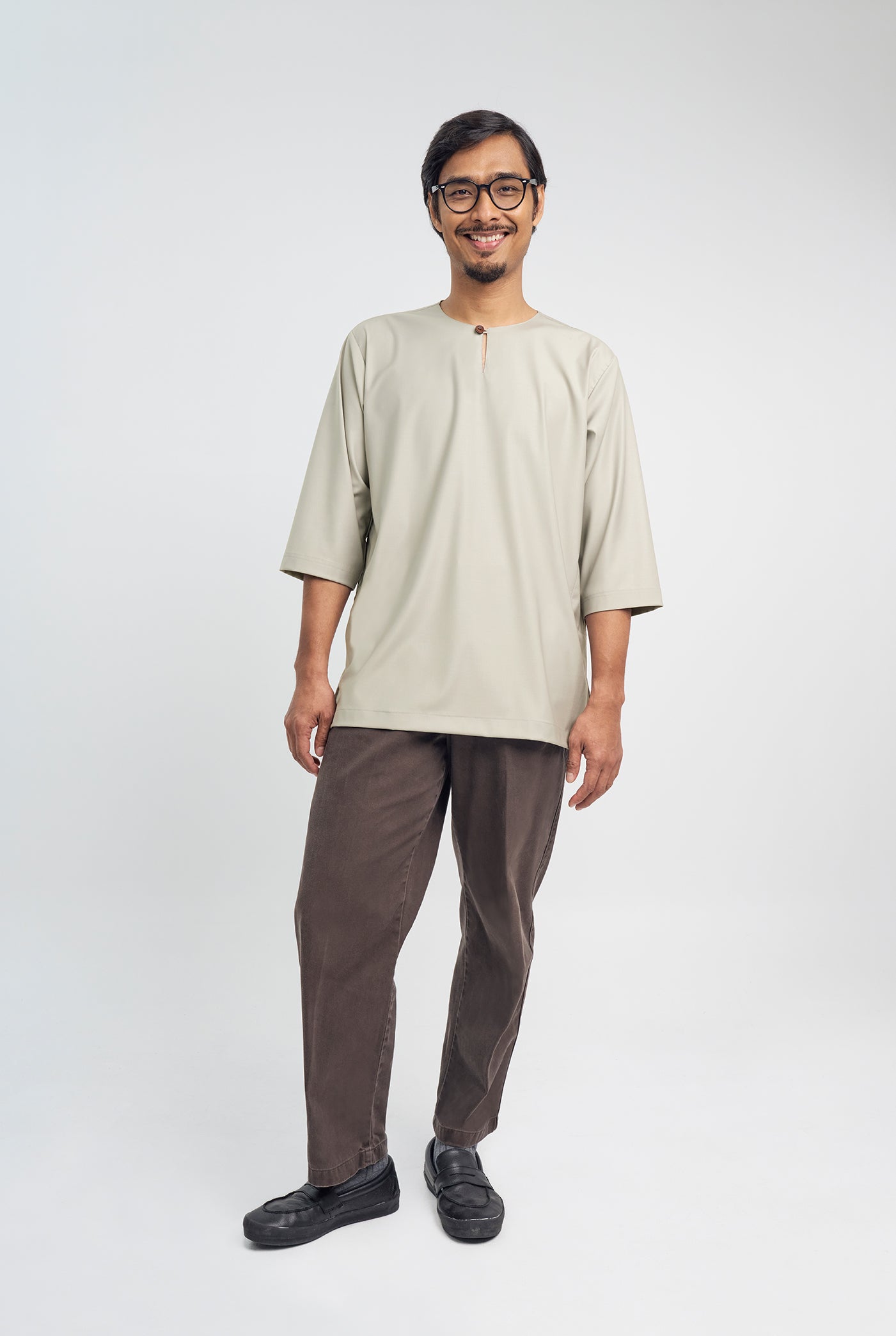 Patawali Three Quarter Sleeve Top  - Light Taupe