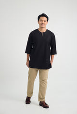 Patawali Three Quarter Sleeve Top  - Opal Black