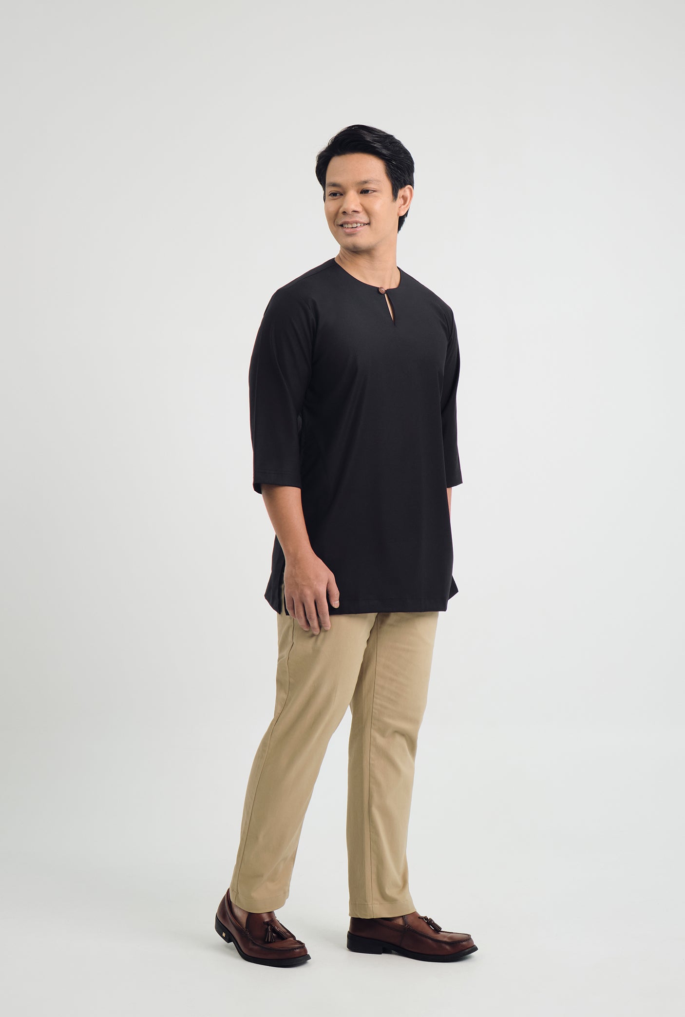 Patawali Three Quarter Sleeve Top  - Opal Black