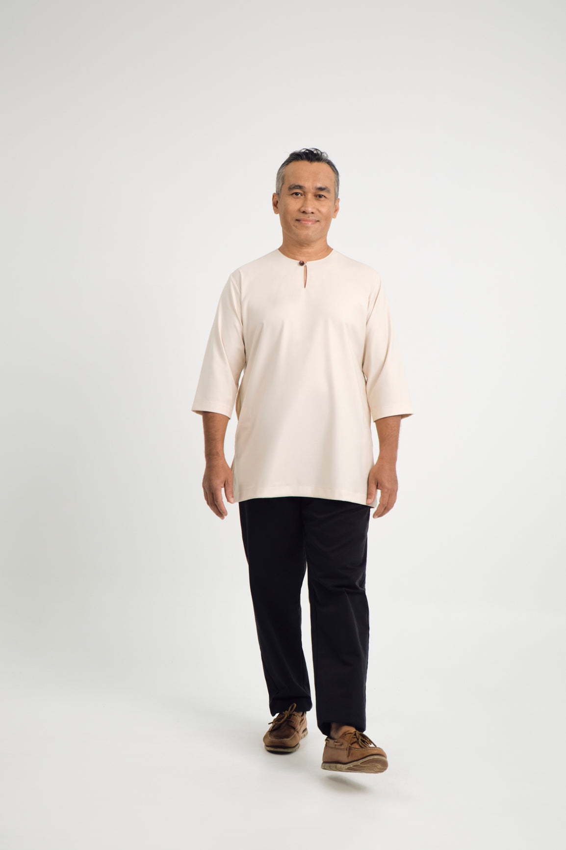 Patawali Three Quarter Sleeve Top  - Ecru Beige