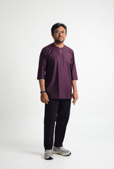 Patawali Three Quarter Sleeve Top  - Dark Purple